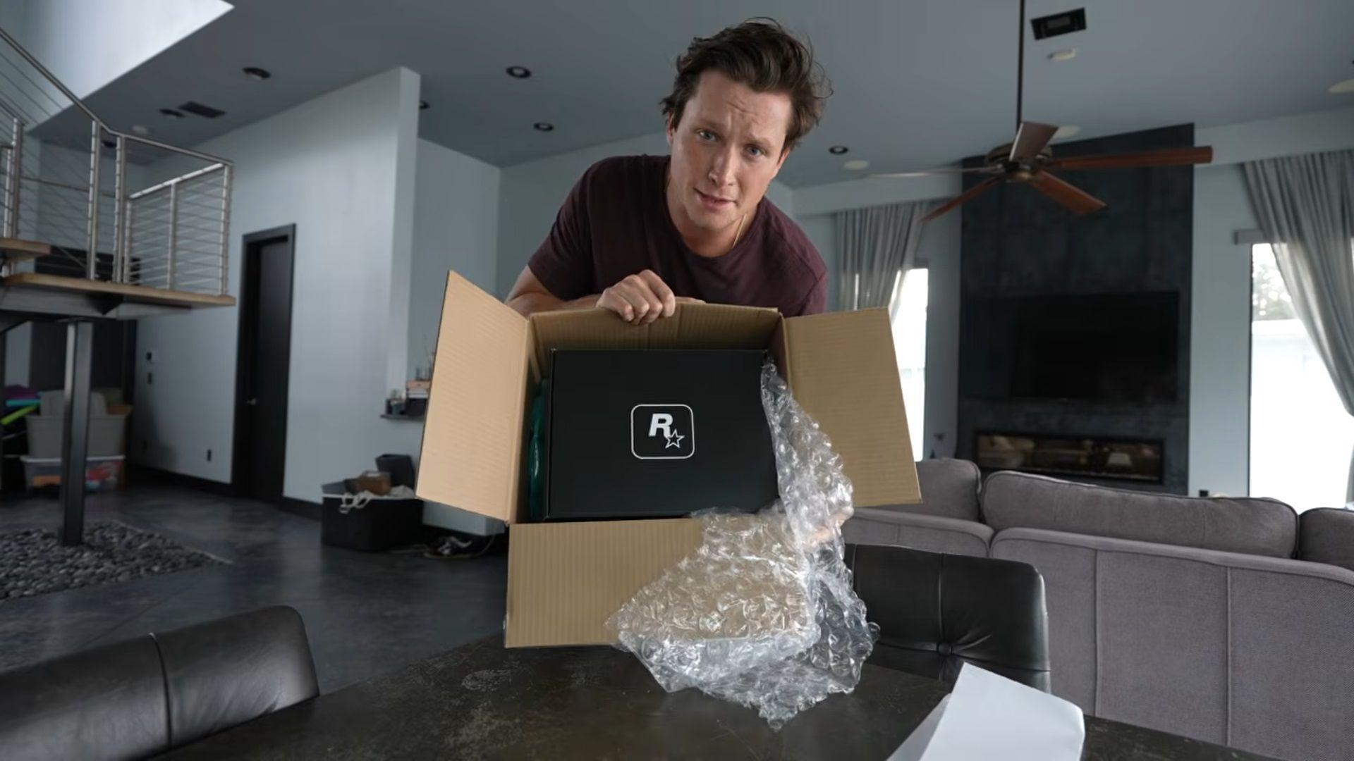 Rockstar sent veteran GTA creator TmarTn a surprise Vice City-themed GTA 6 swag box.