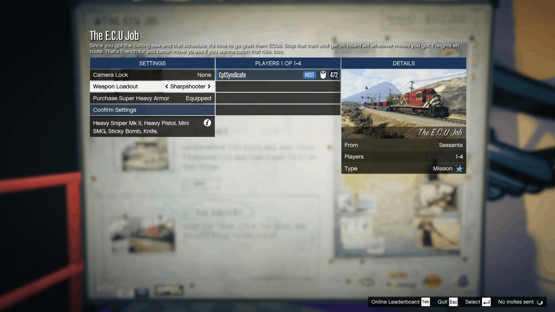 Selecting the 'Sharpshooter' weapon loadout