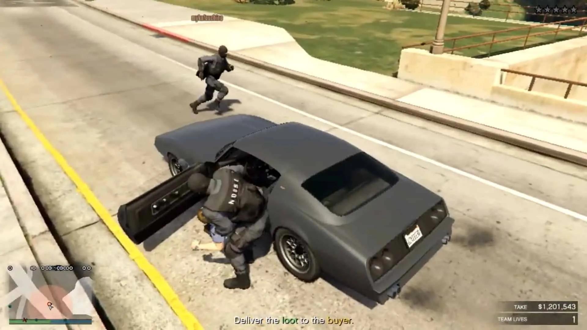 Hijacking a pedestrian car after hoping over the fence