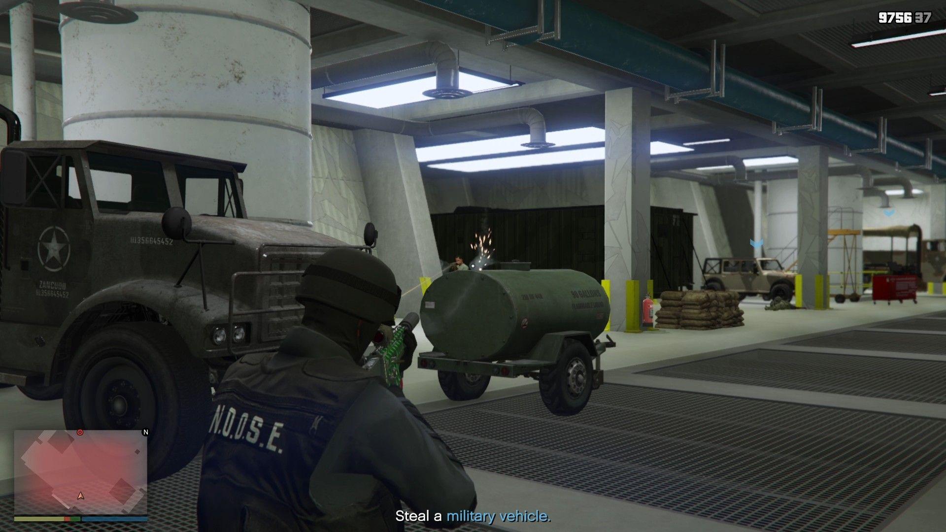 Eliminating the Merryweather security inside the military lockup.