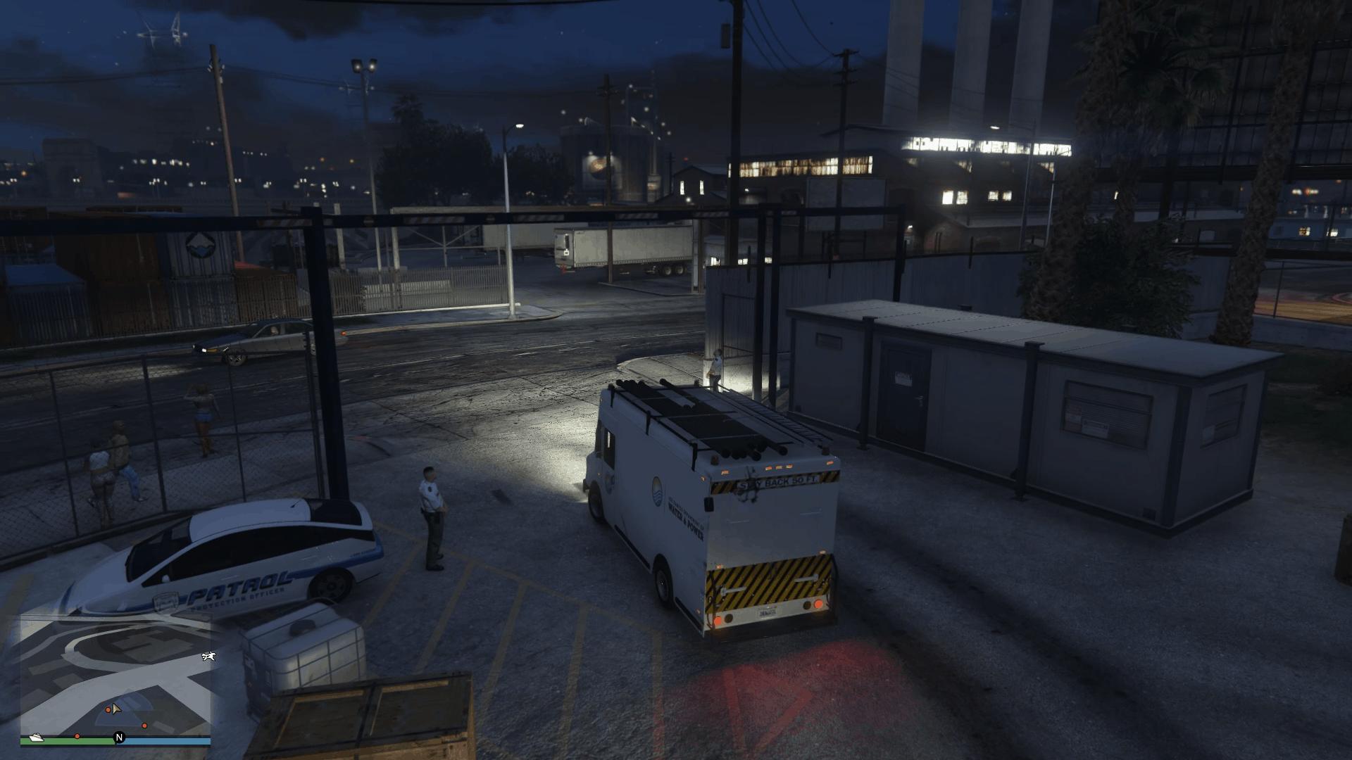 Leaving the compound in the company truck