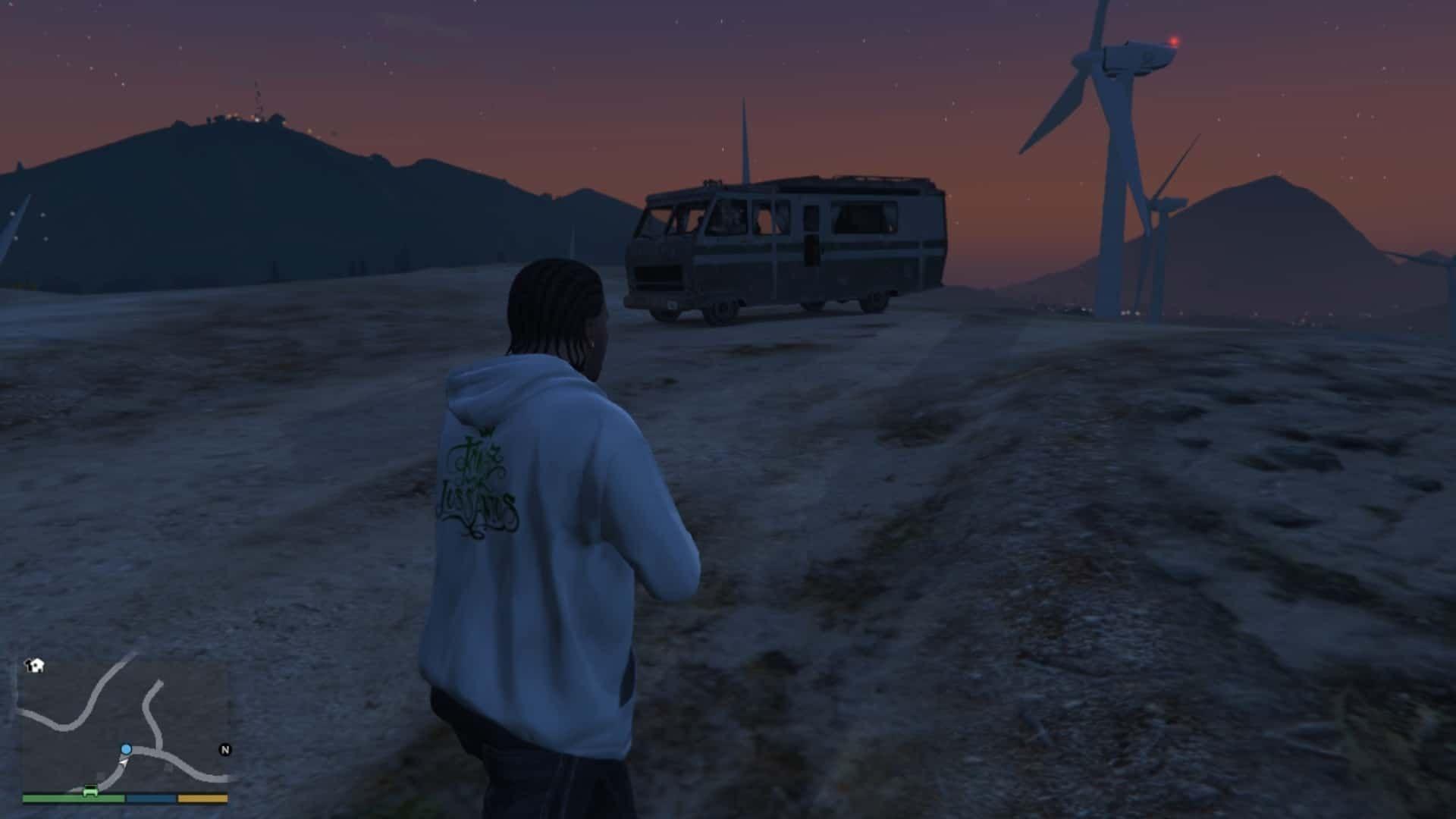 Camper Van located on top of the hil