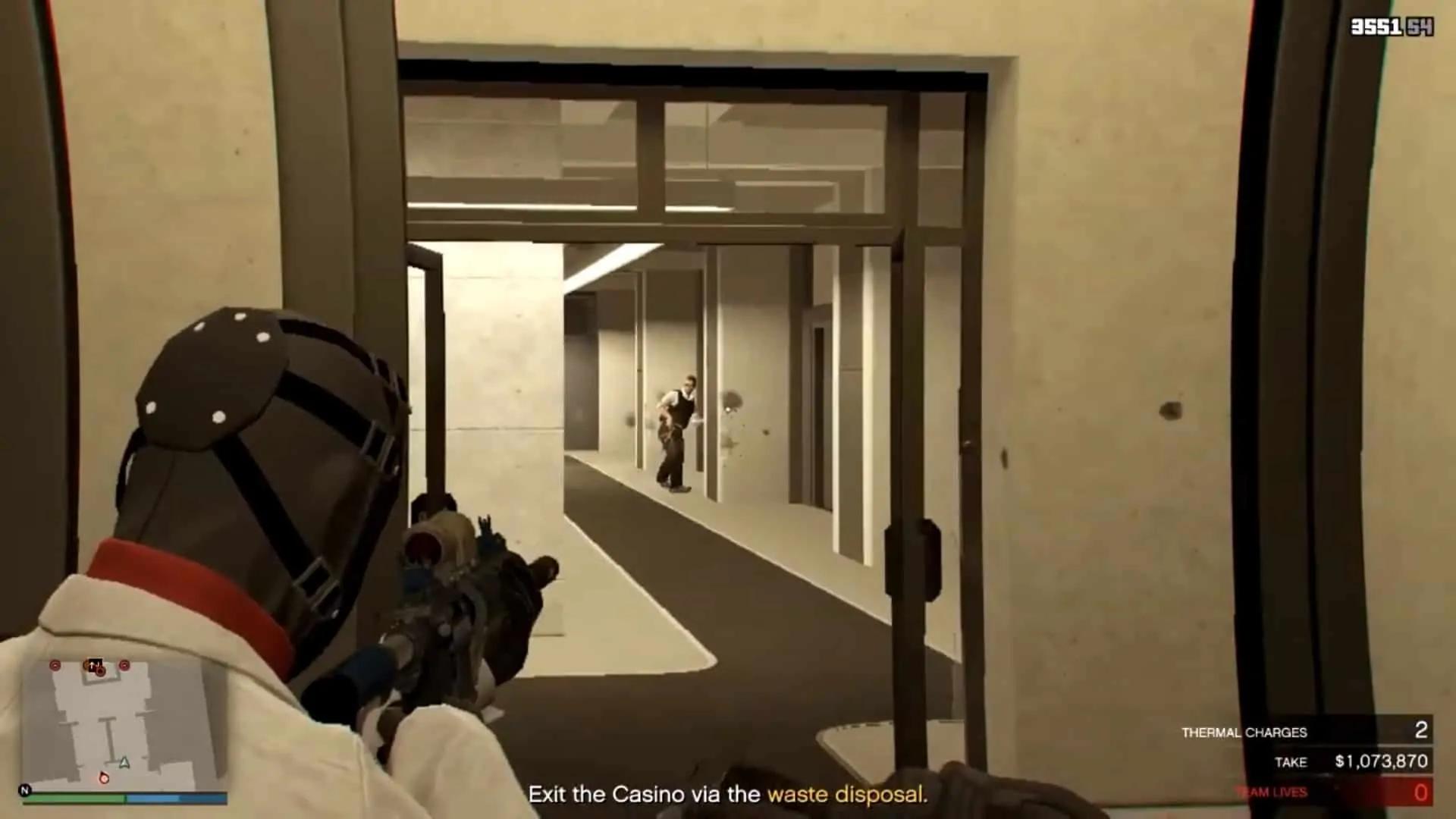 Taking out the guard near the elevator