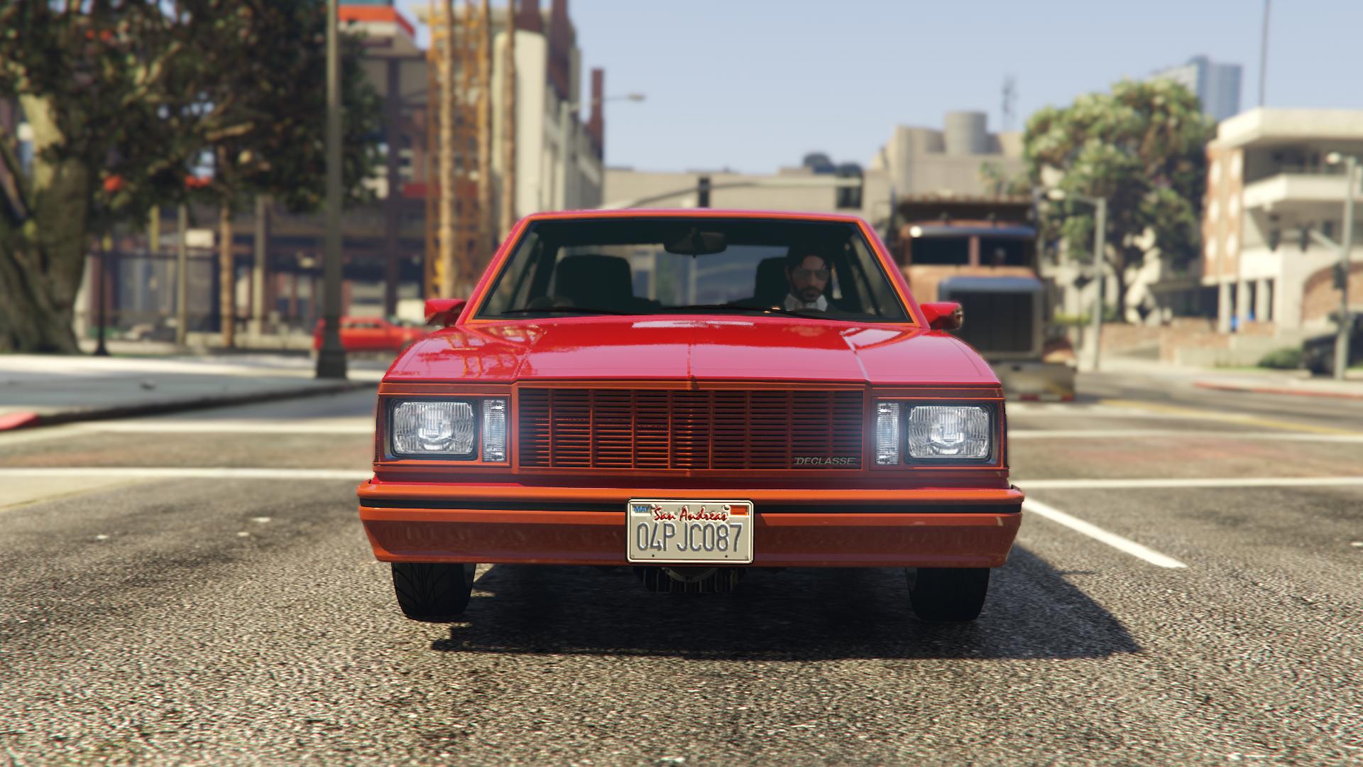 The front of the Declasse Tulip M-100 as seen in GTA Online.