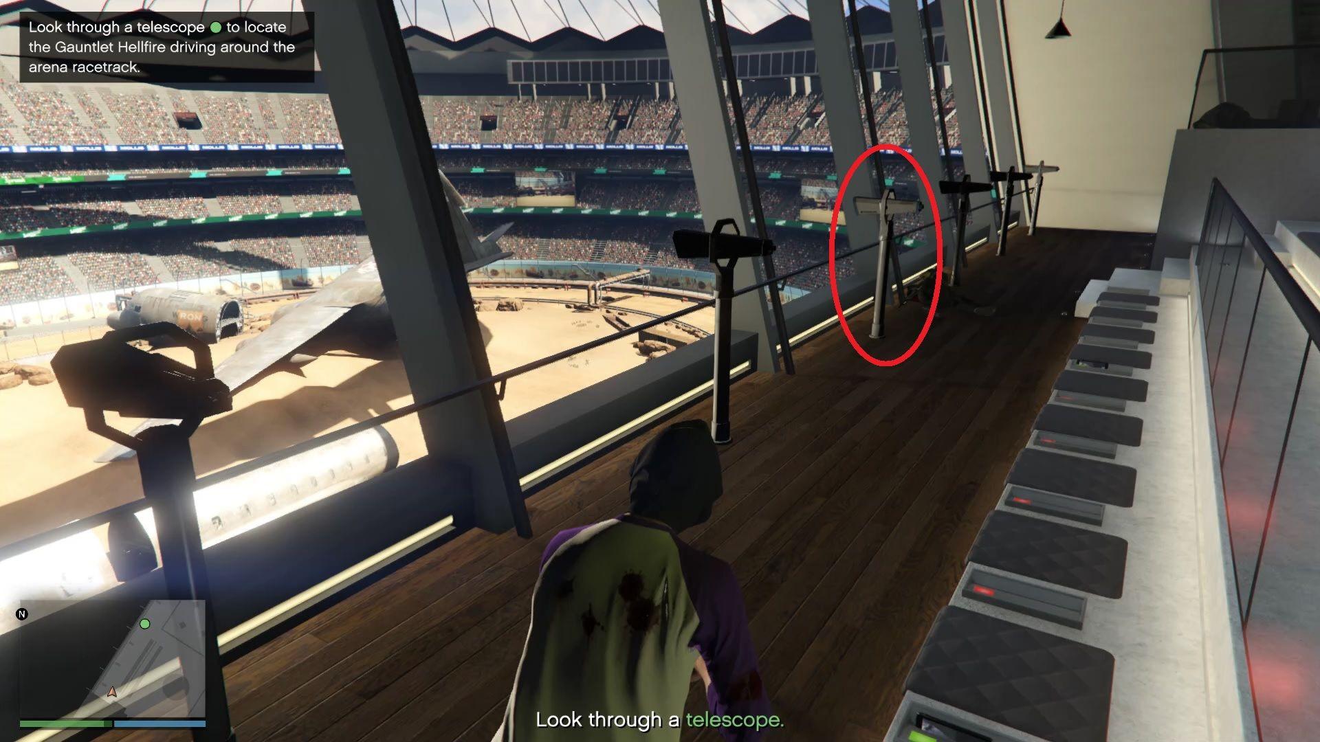 Use the middle telescope as it has a better overall view and doesn't restrict either side of view.