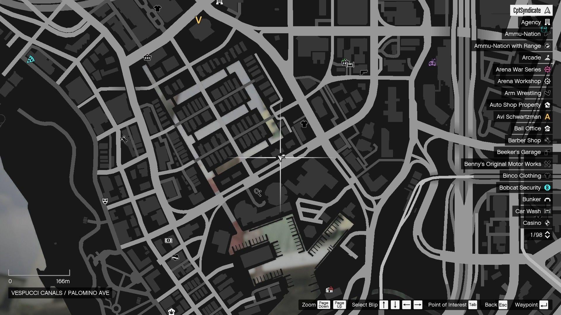 The map shows the location of the lucky clover on Palomino Avenue in Vespucci Canals.