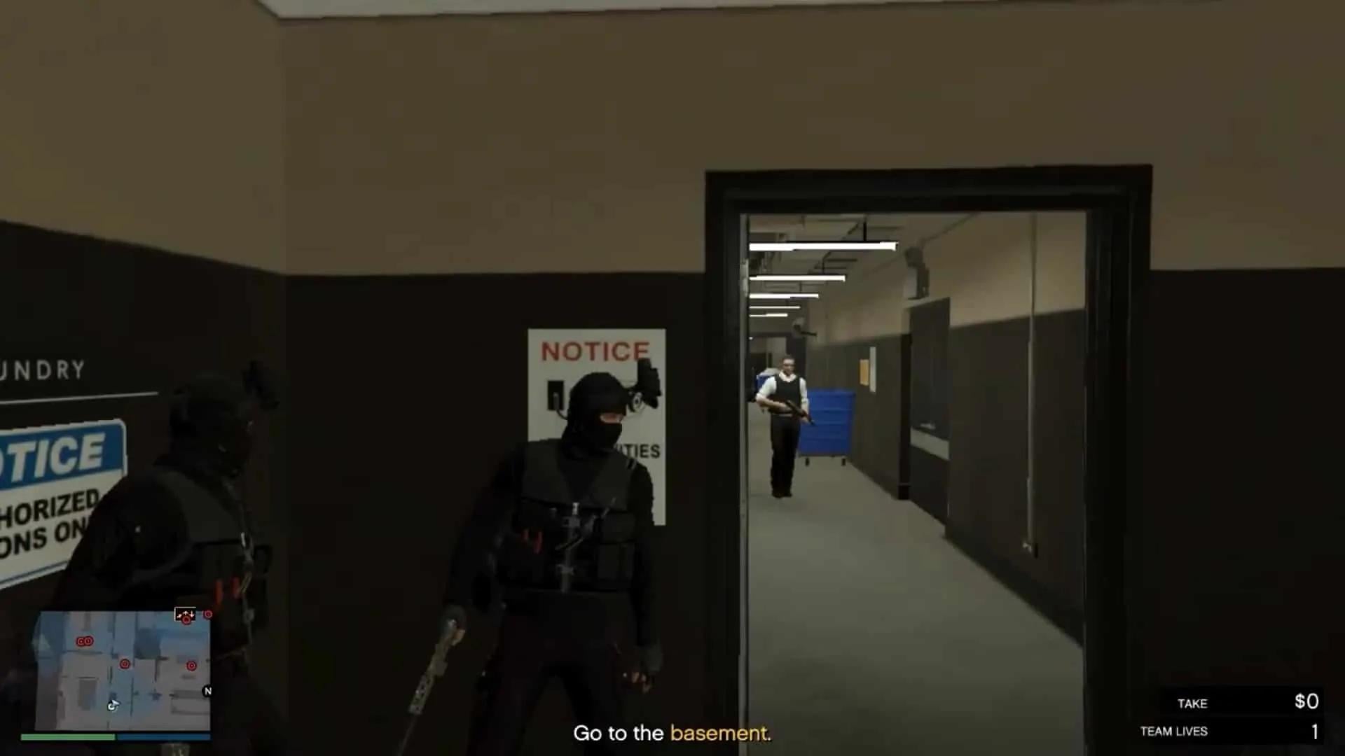 The guard in the hallway after you go through the double doors