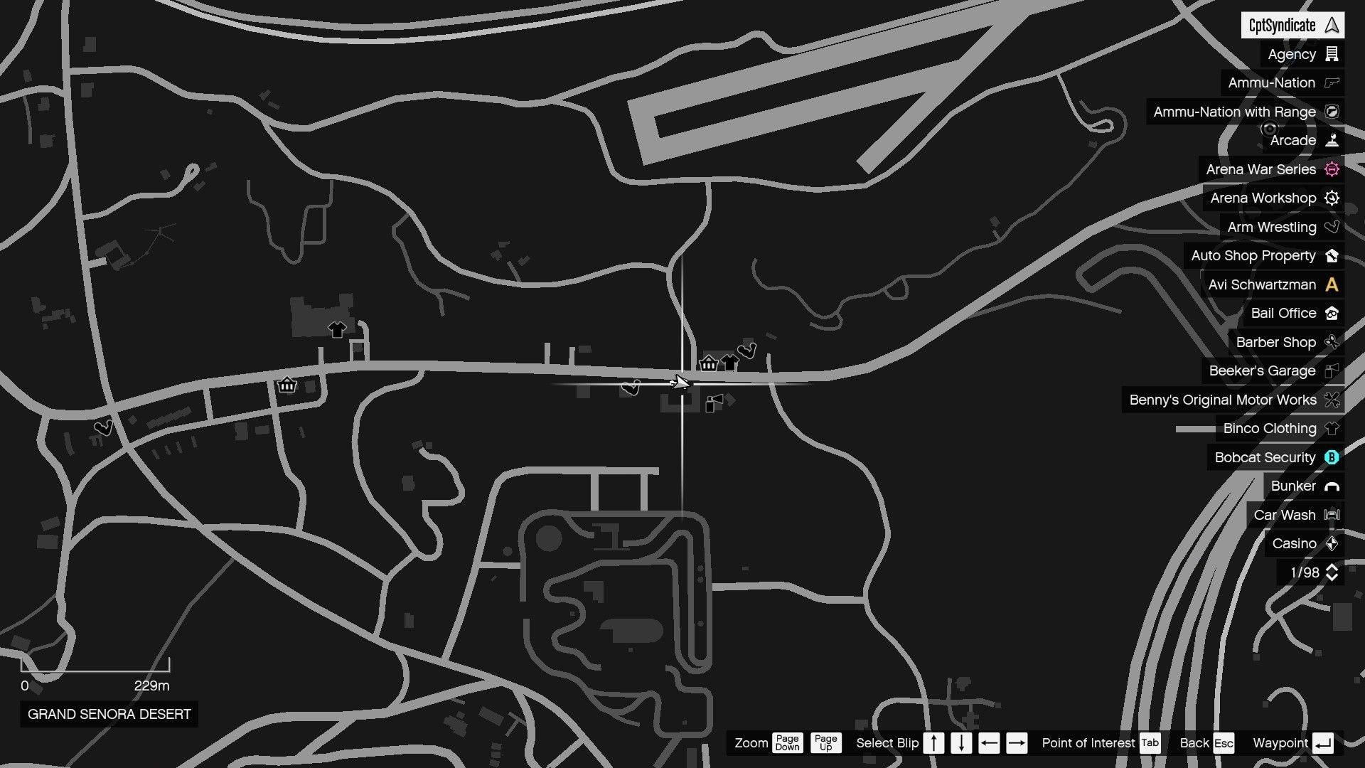 The map shows the location of the golden clover found at the Motor Hotel in the Grand Senora Desert.