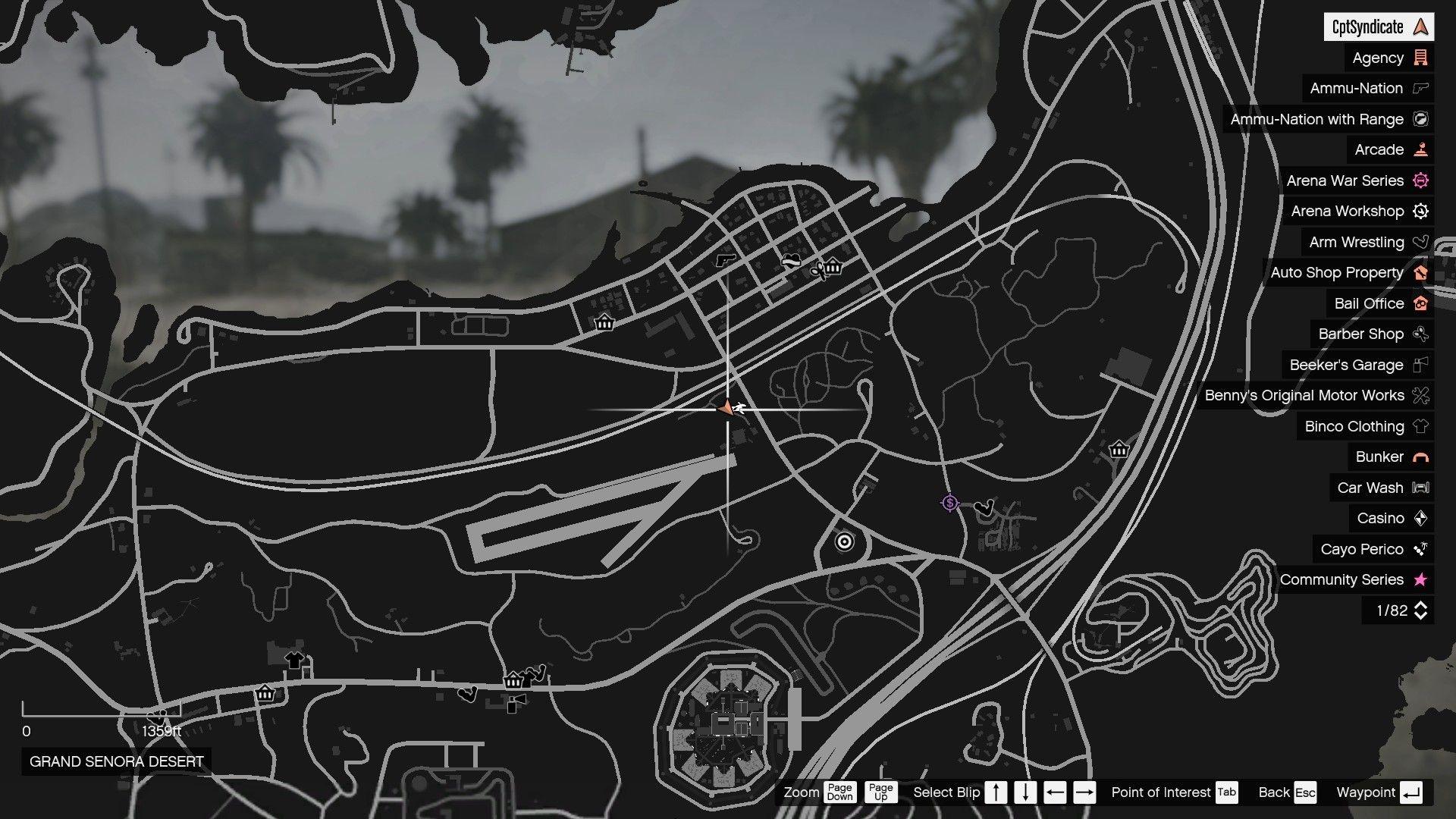 Coyote's location on the map.