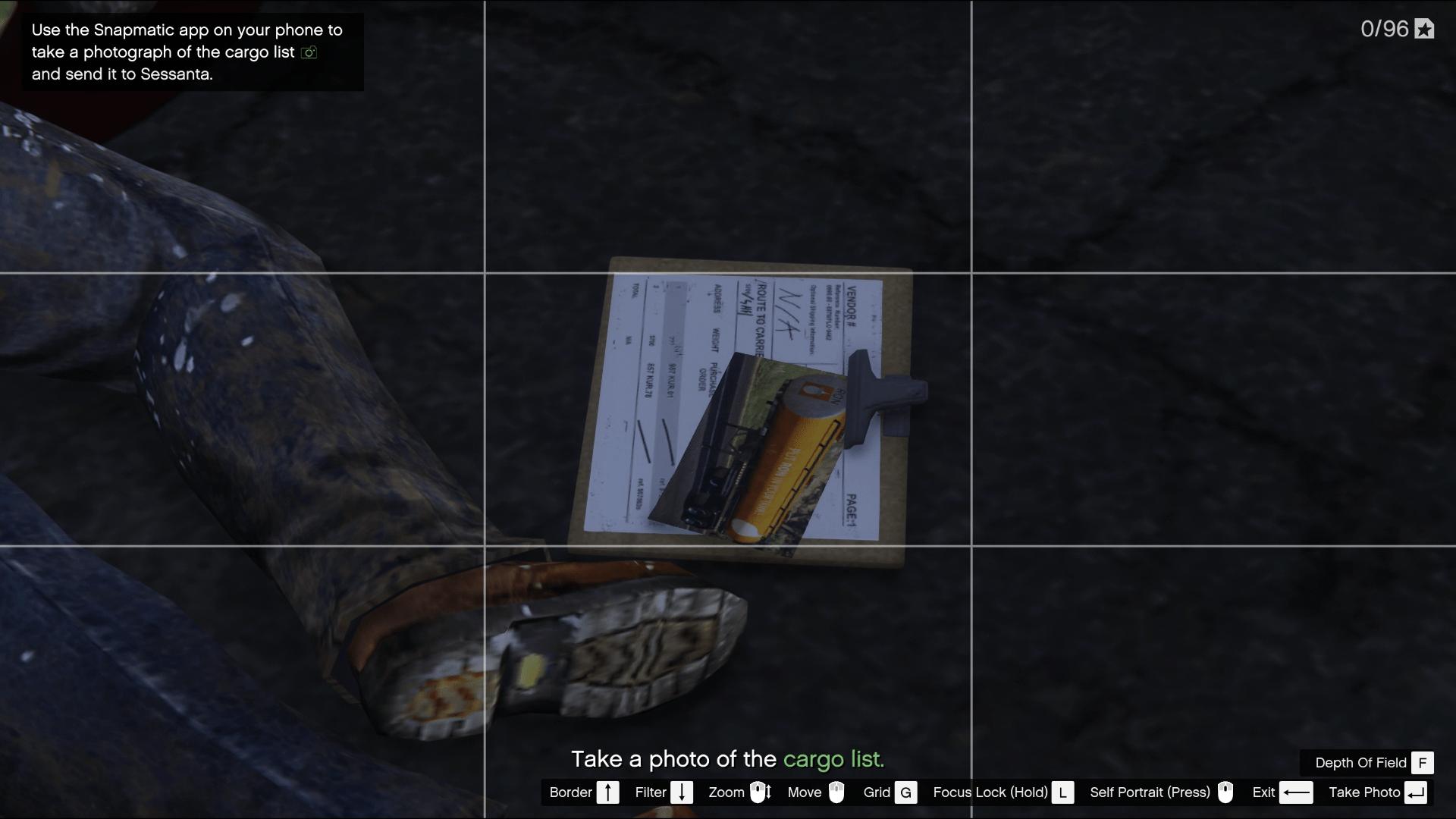Zoom into the cargo list to ensure it registers as a picture