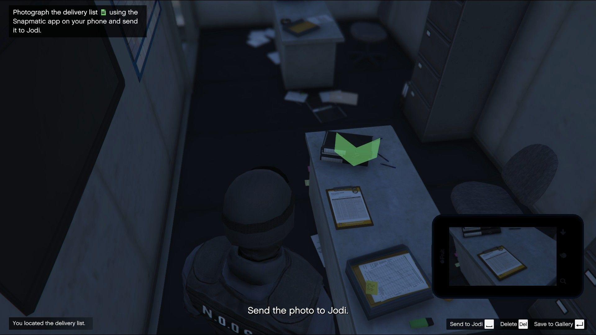 Captured the picture of the delivery list to send to Jodi.