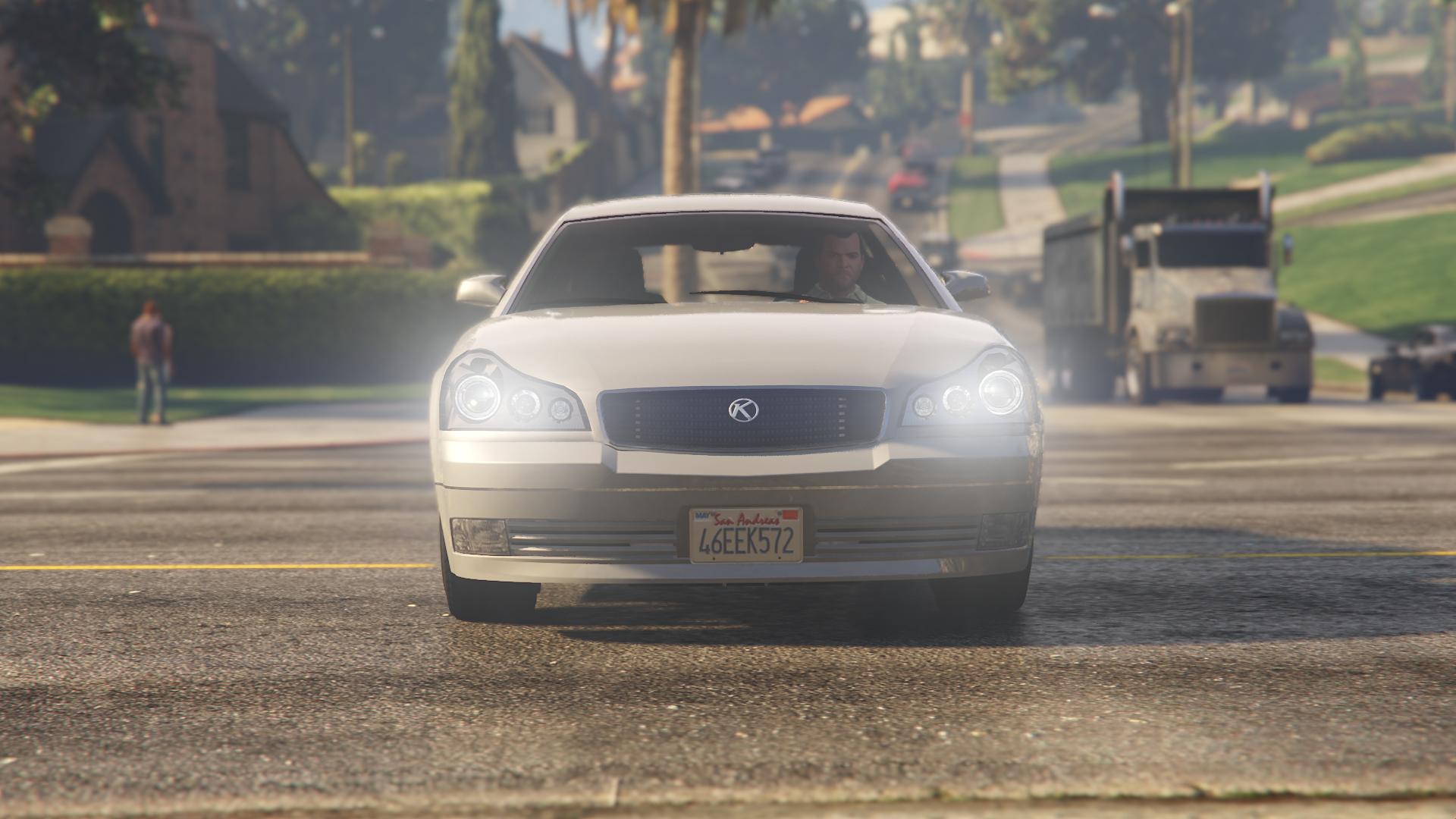 The front of the Karin Intruder as seen in GTA 5.