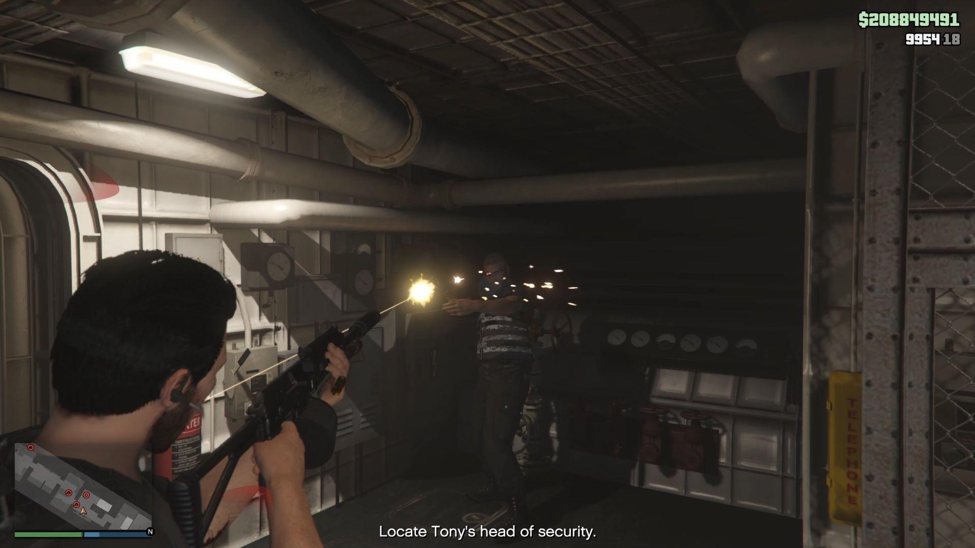 One of the guards on your right as you move forward.