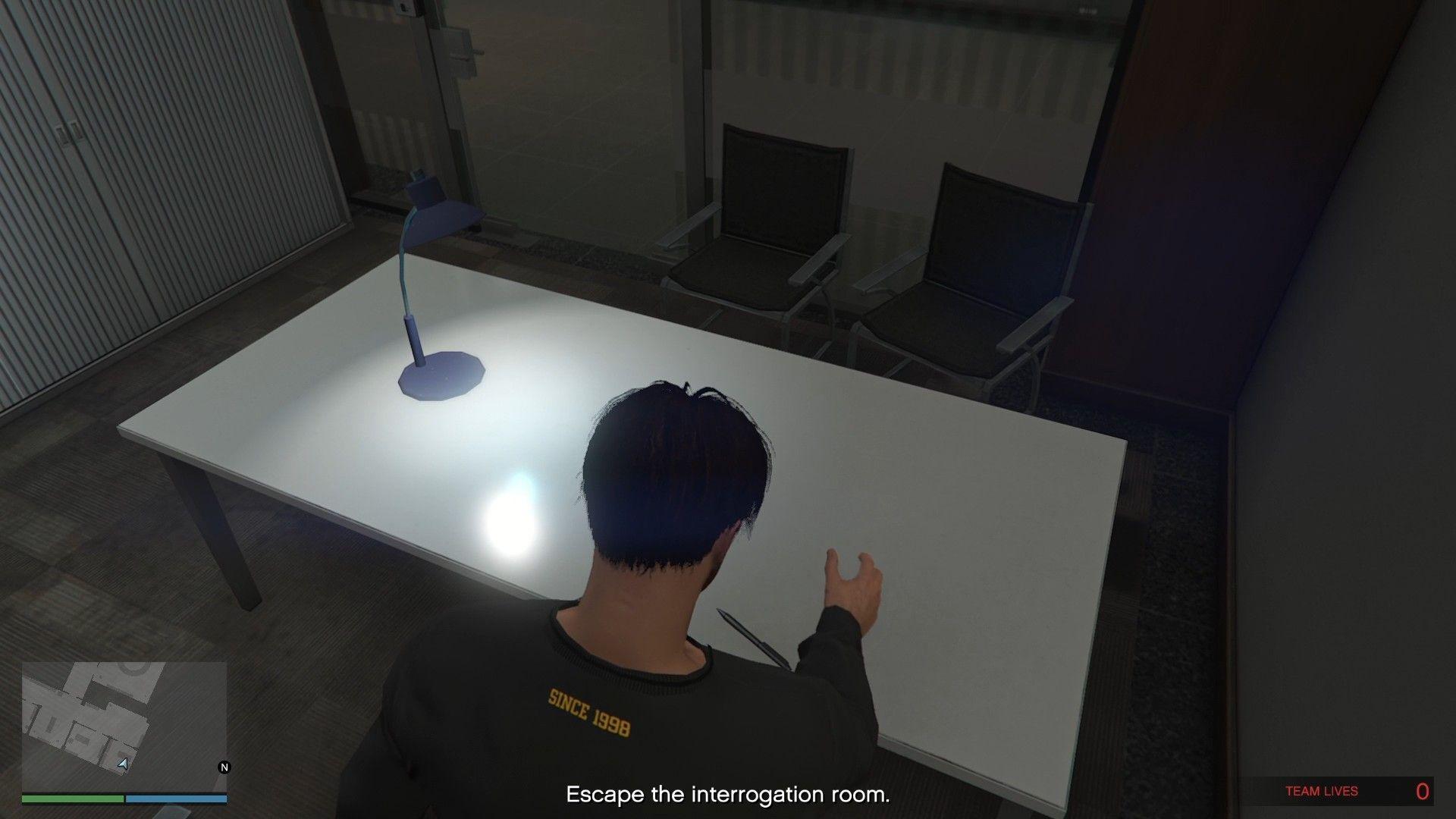 Grabbing the pen from the table.