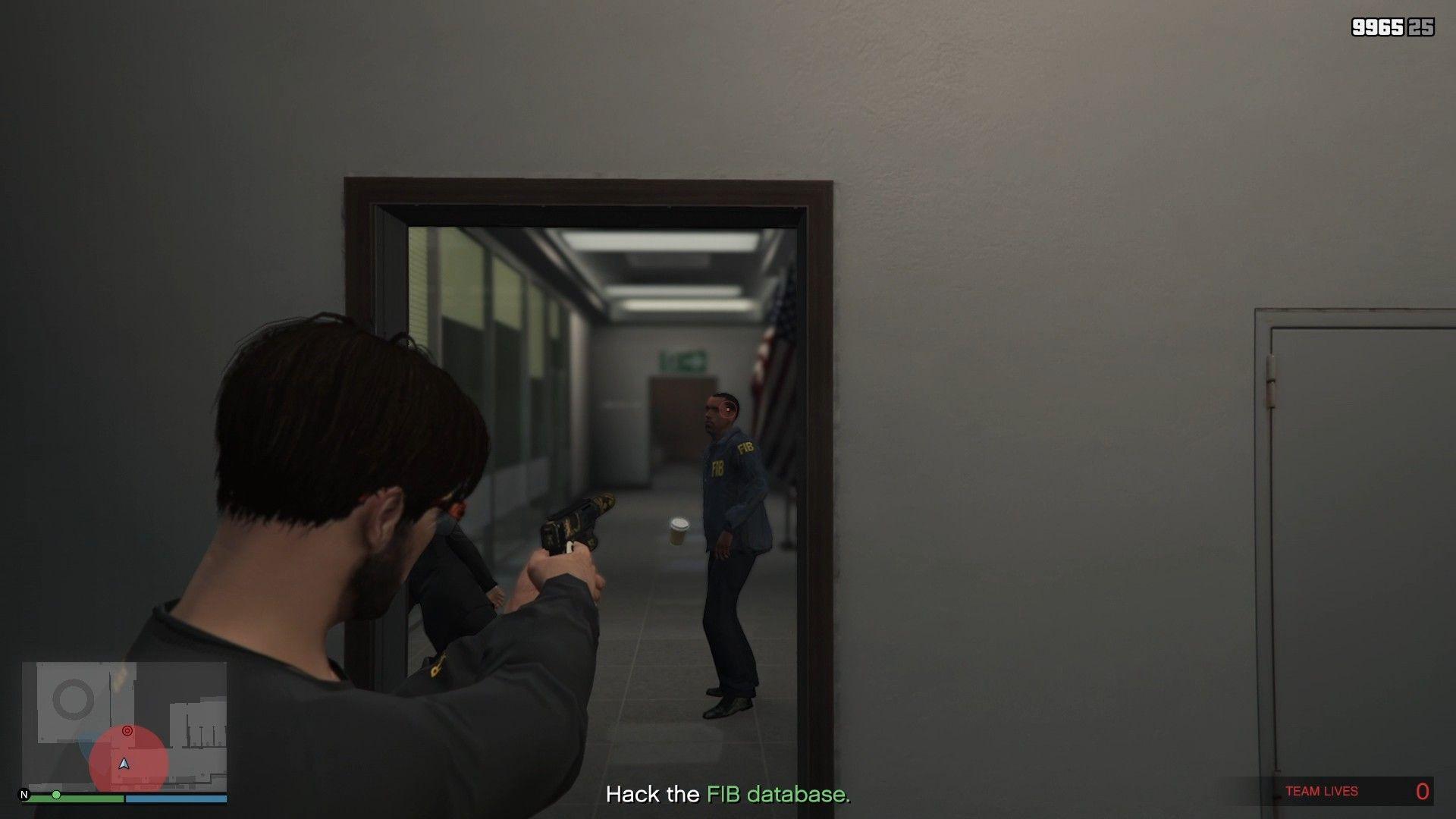 The two agents at the end of the corridor.