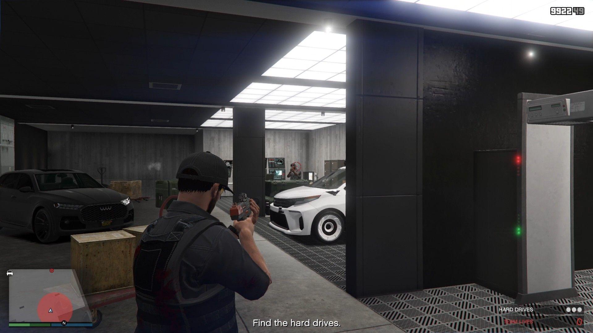 Mercenary on the upper level of the data center.