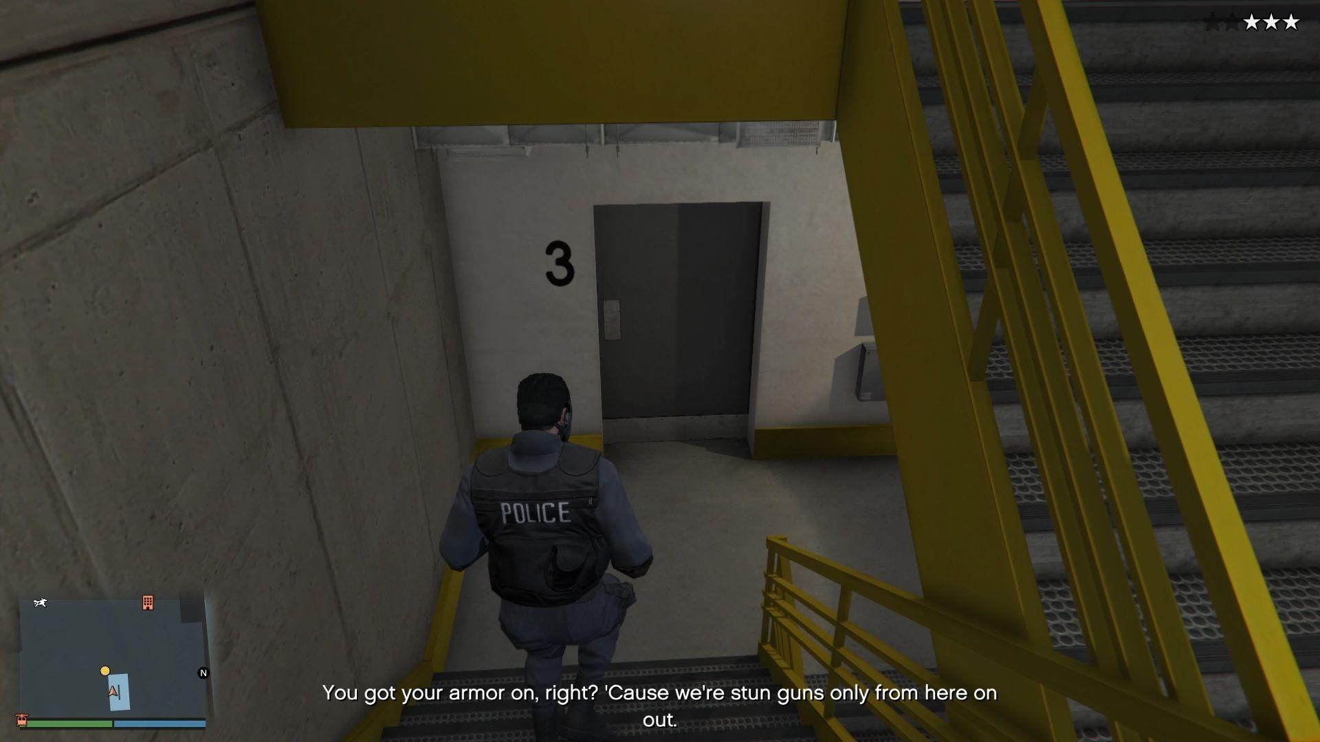 Going to the lowest level of the police station.