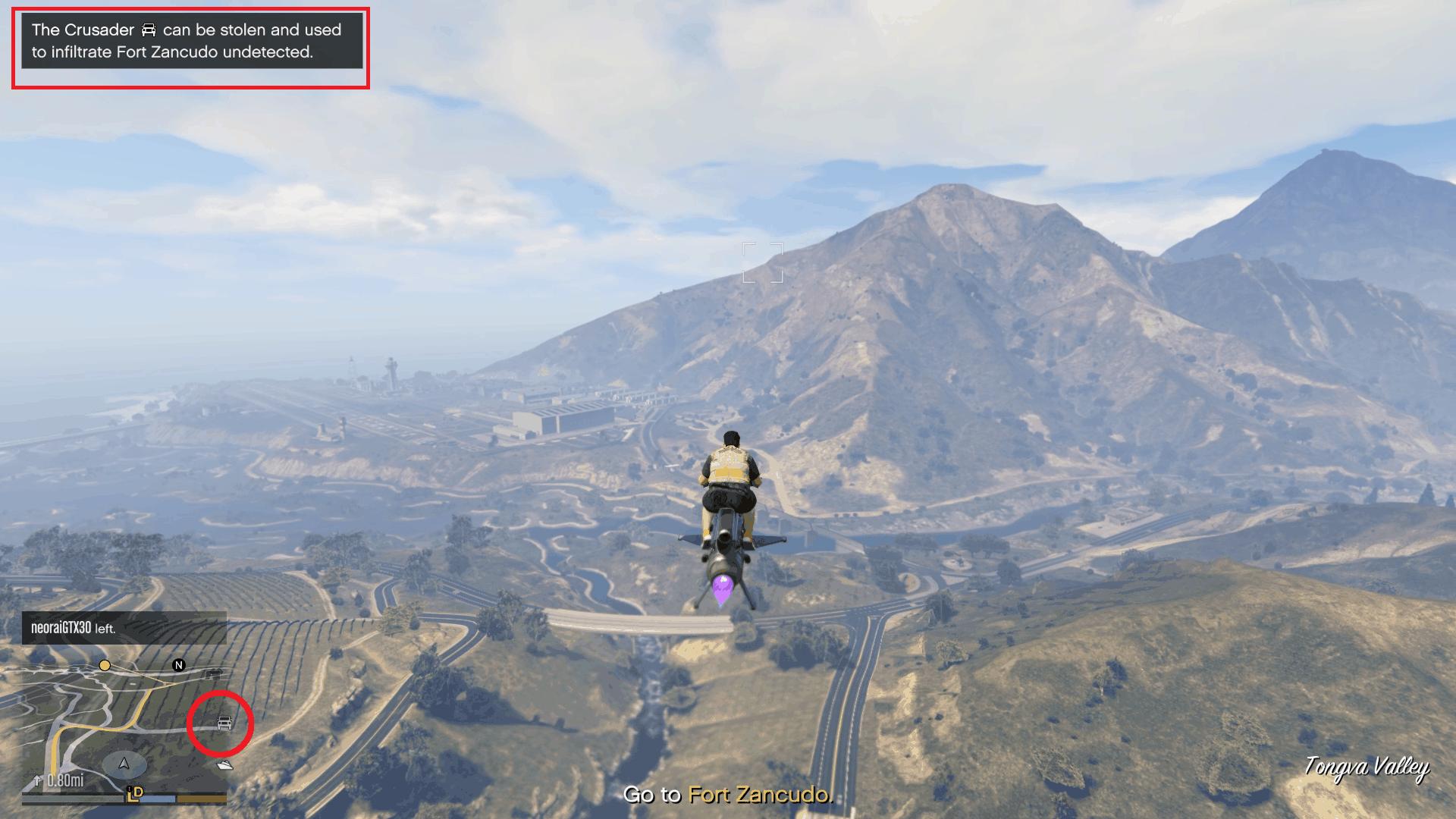 The available vehicle that can be used to infiltrate Fort Zancudo