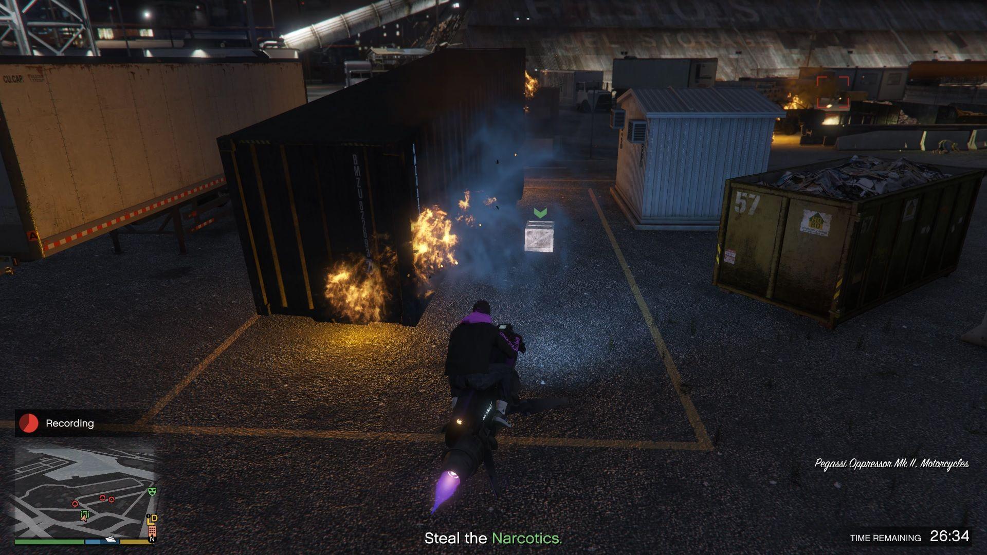 Narcotics crate dropped on the ground after the container was destroyed.