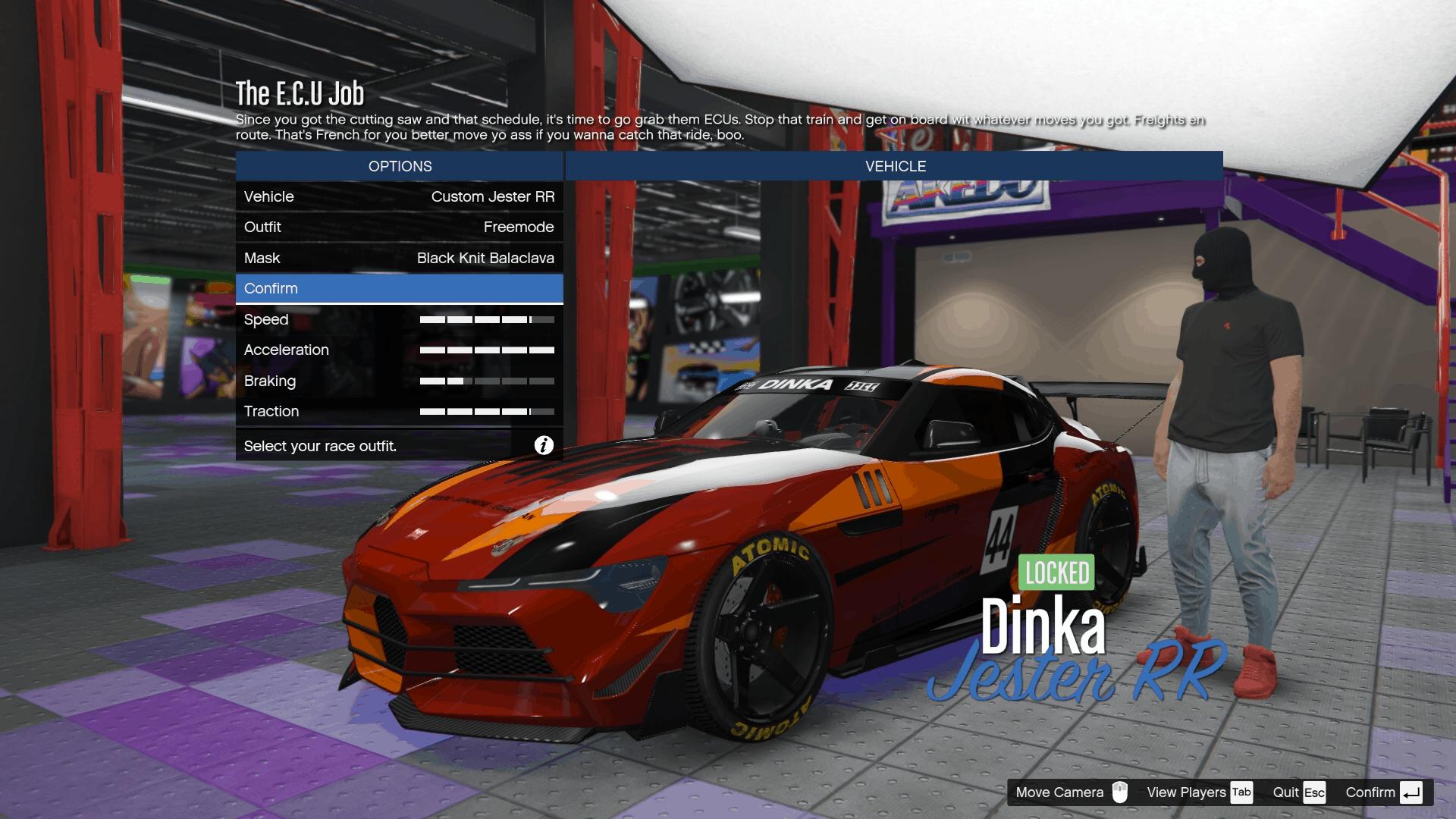 Selecting the custom Jester RR