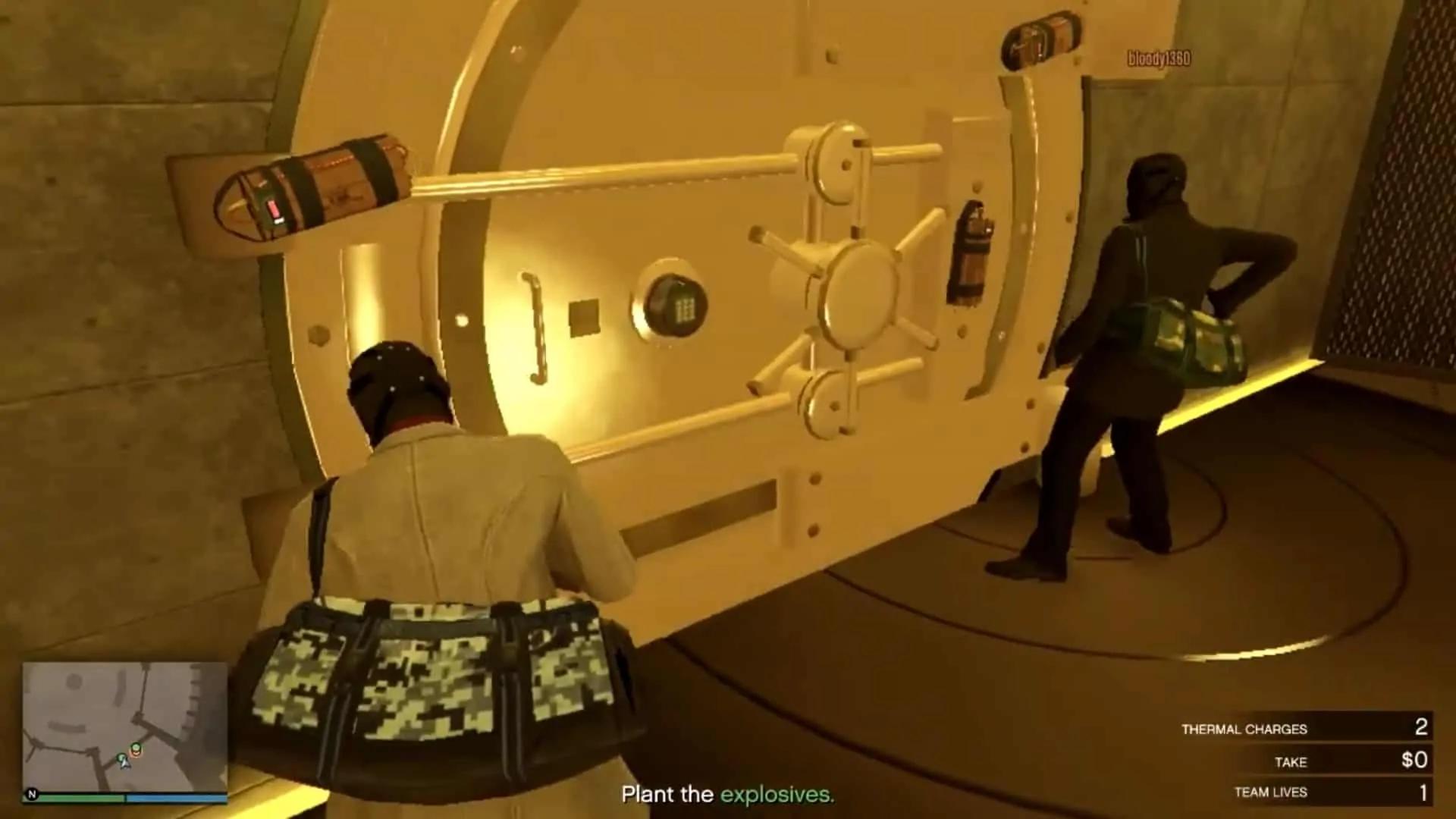 Planting explosives on the vault door