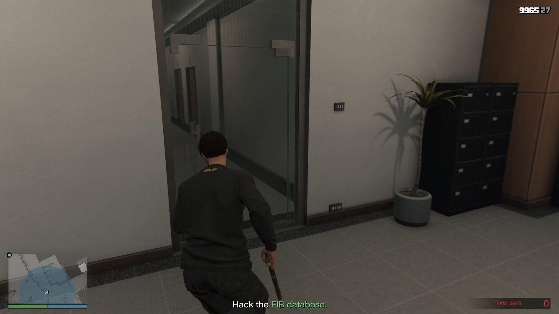 The glass door at the start.