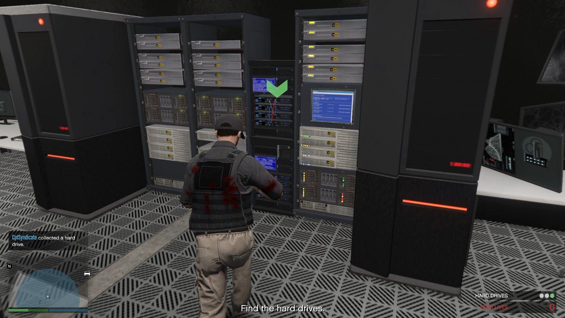 While the hard drives will automatically be marked with a green marker as you get closer, they are not difficult to identify on your own either. They have a distinct blue screen on their terminal.