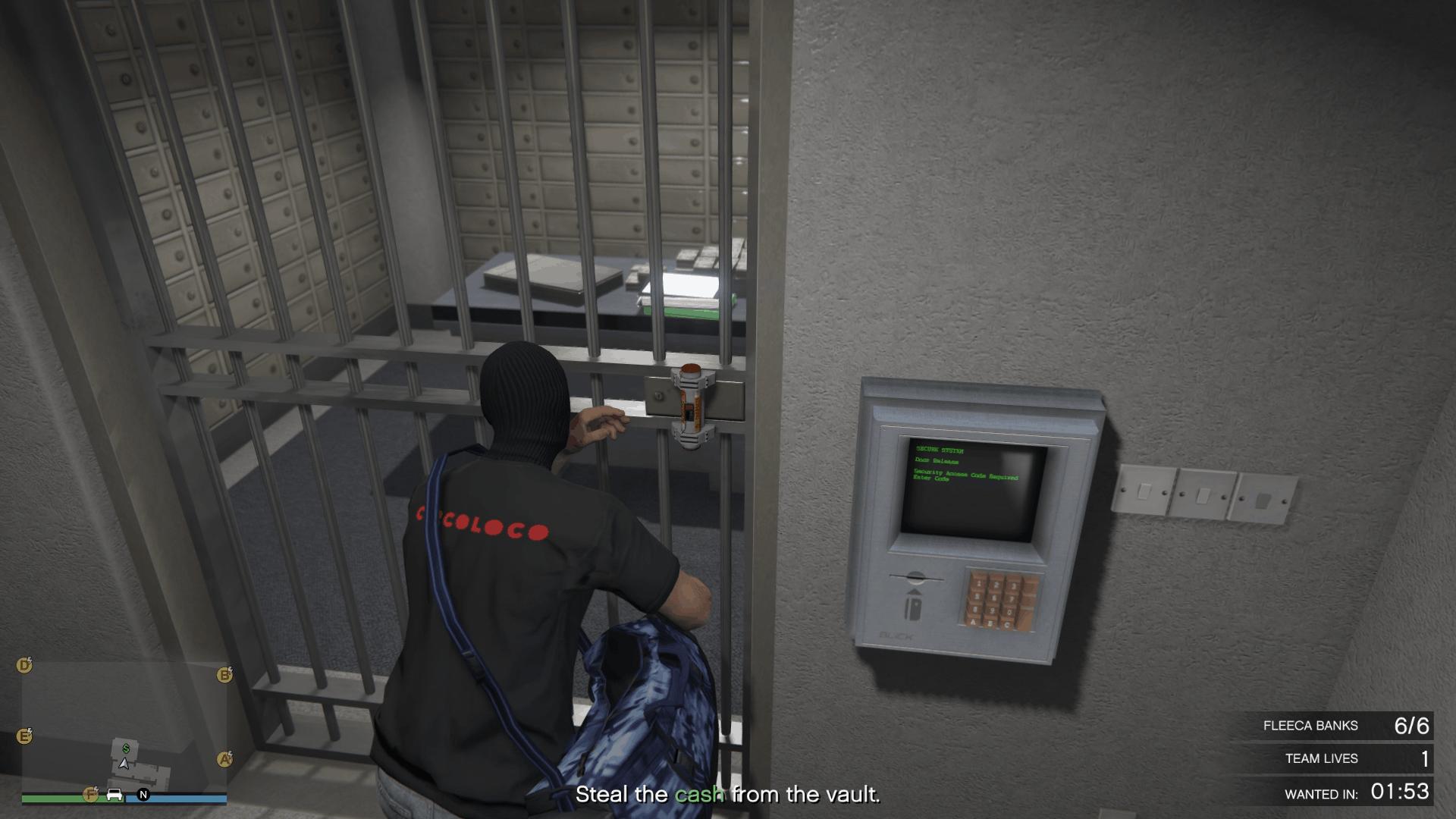 Planting the thermal charge on the vault door