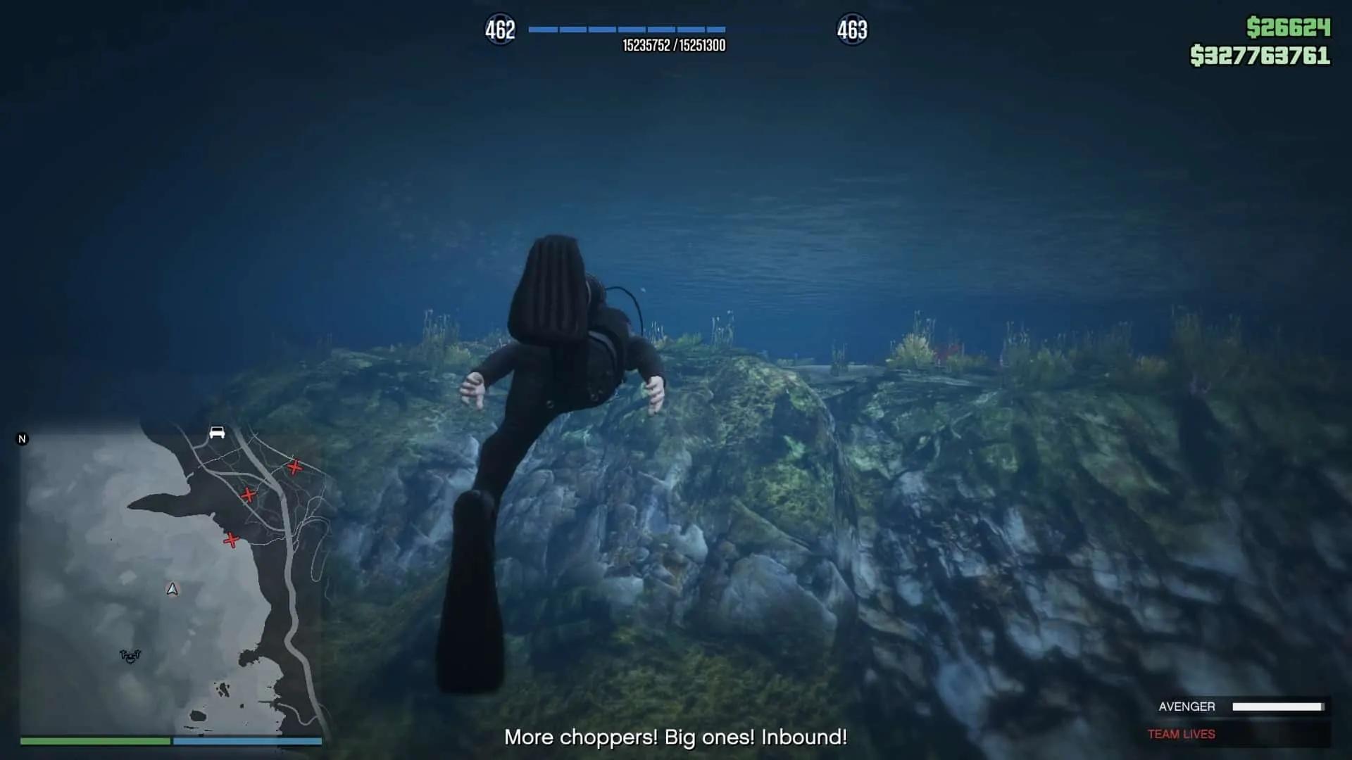 Swimming to the shore