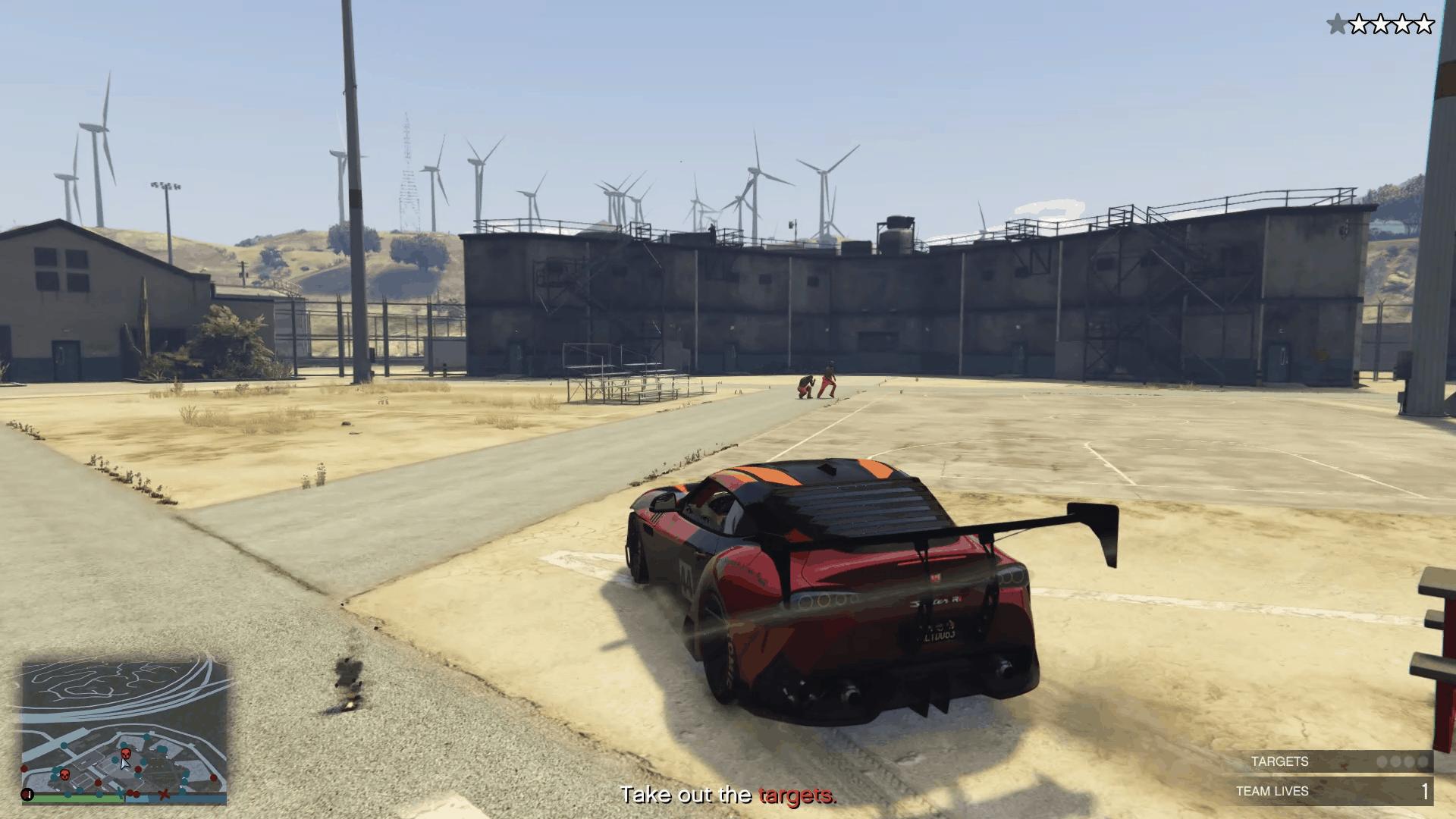 The two of the four targets in the yard