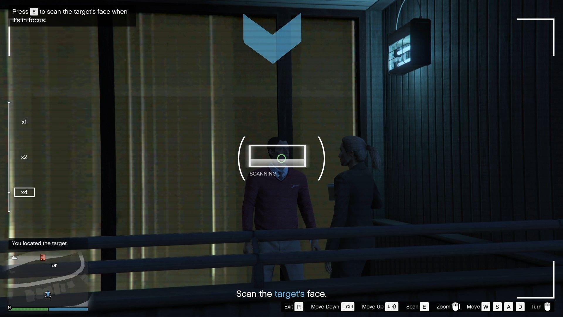 Scanning the target's face using the surveillance drone.