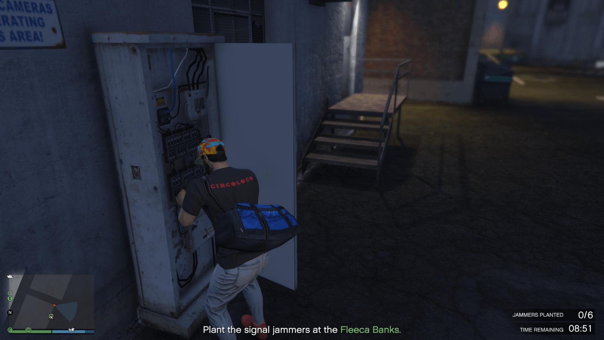 Planting the signal jammer at bank 'D'