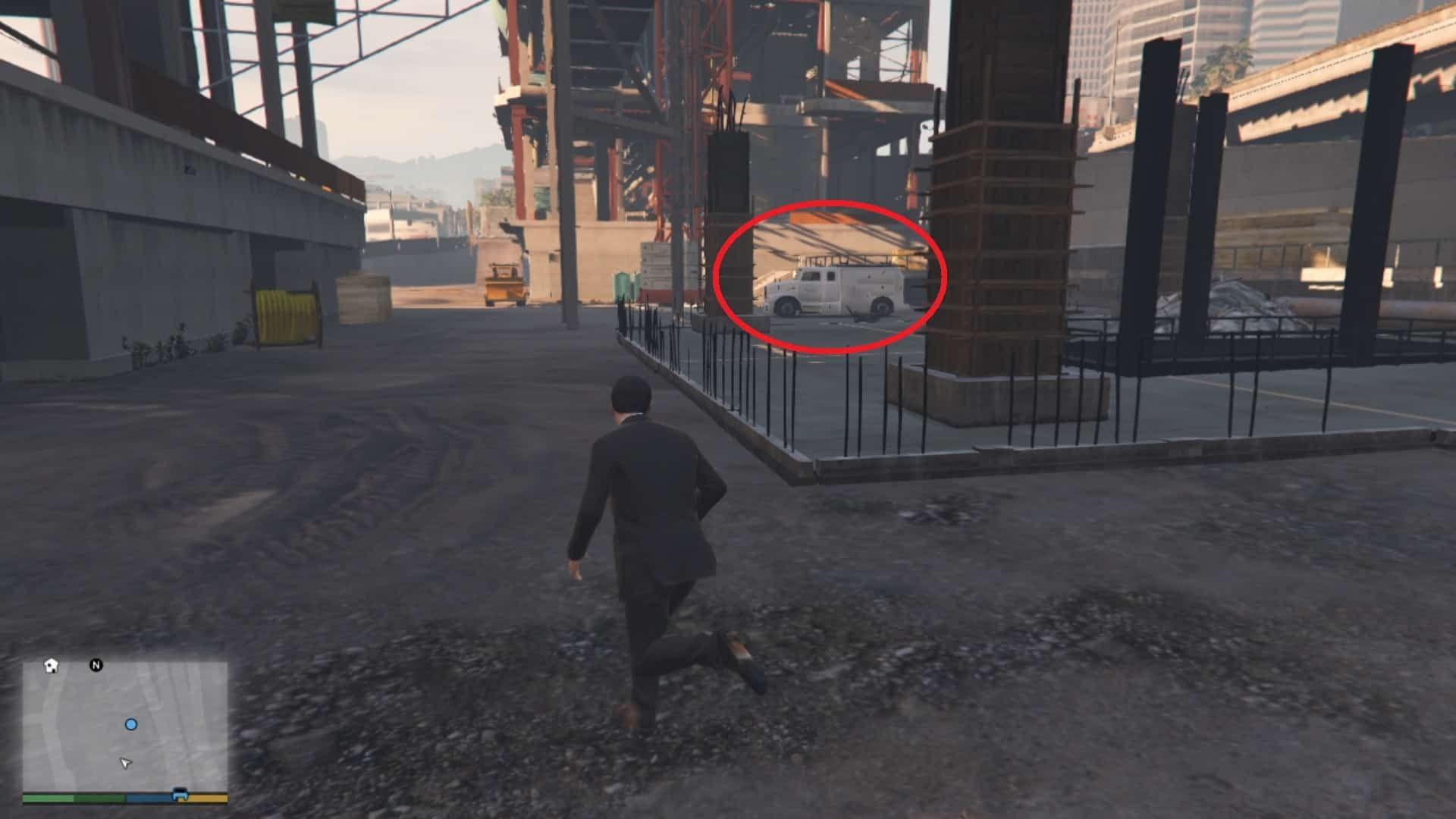 The parked truck just before the cut scene is triggered