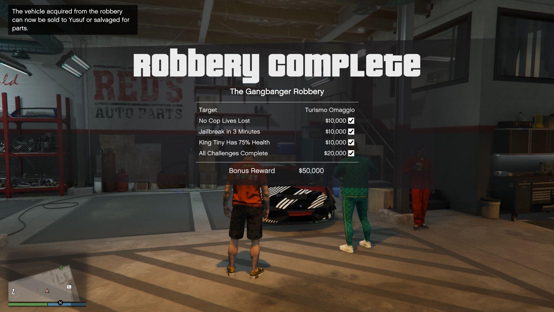 Robbery completed with all the bonus challenges.