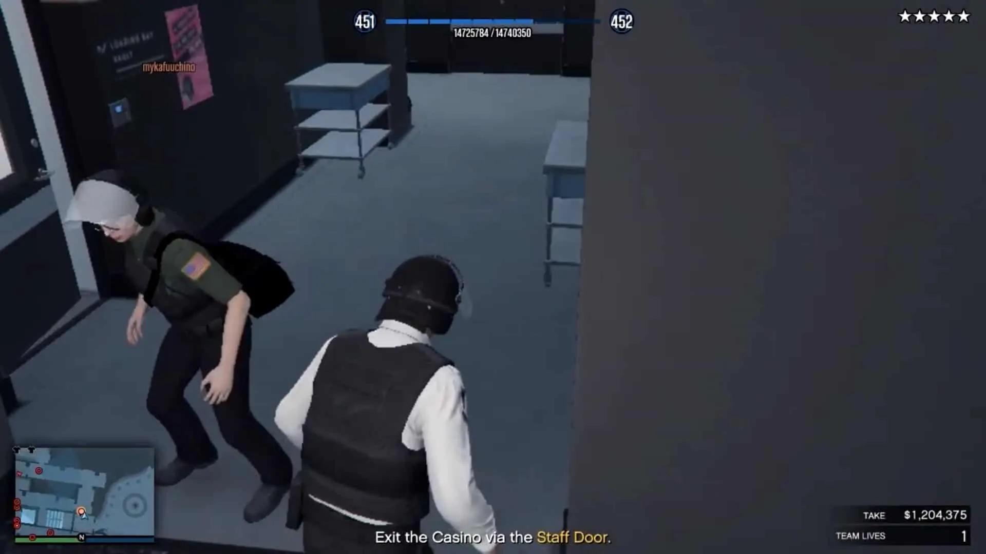 Turning around after knocking out the second guard