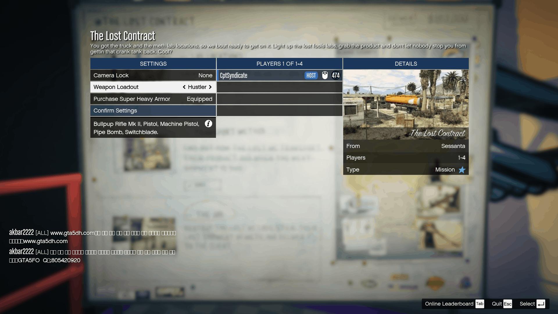 Selecting the 'Hustler' loadout