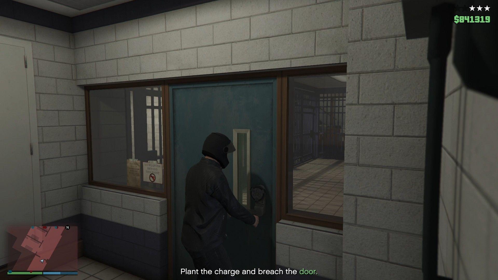 Breaching the door.