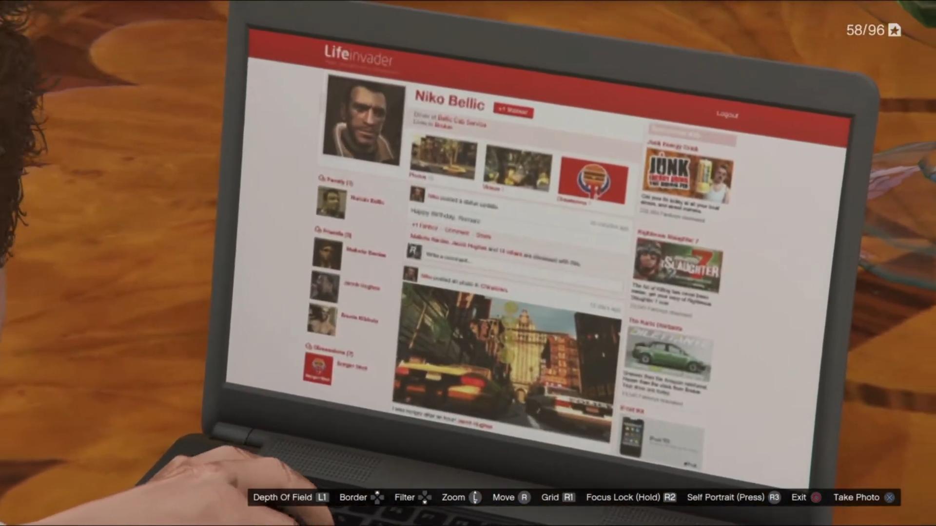 Niko Bellic's LifeInvader Page in GTA 5.