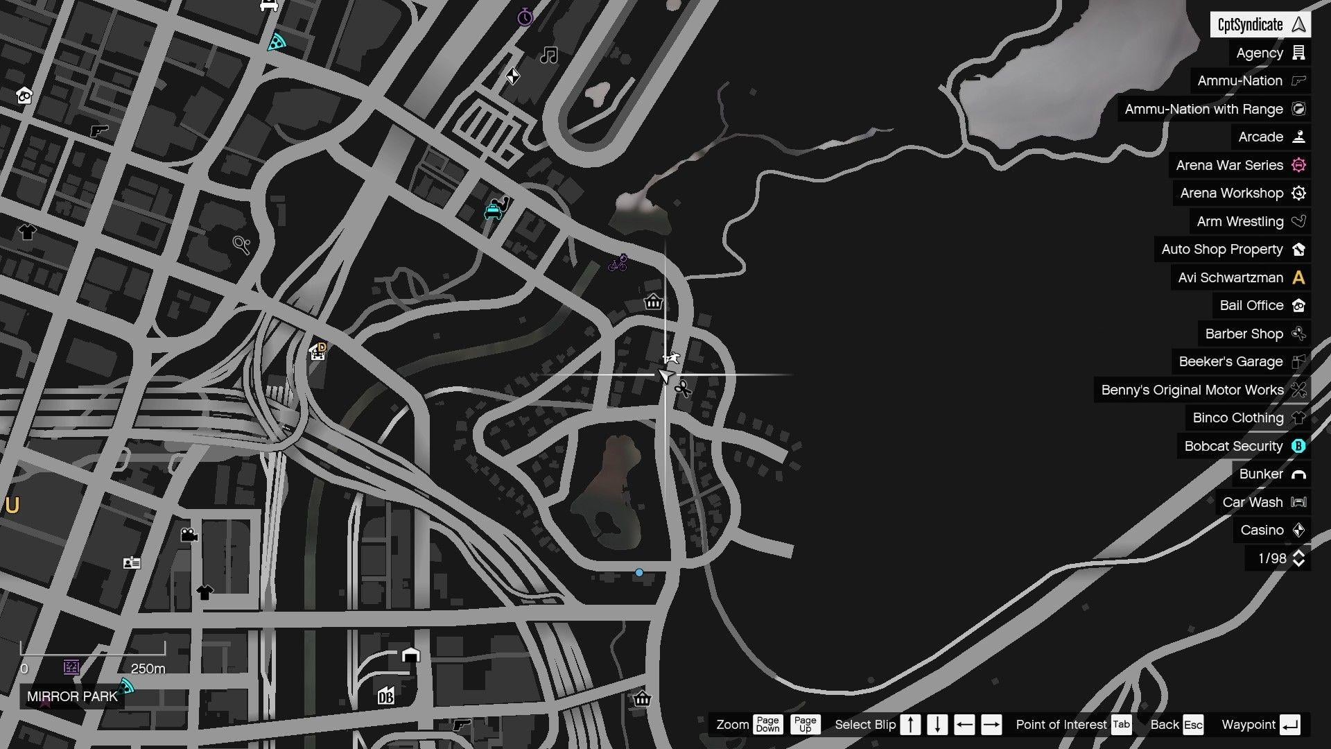 The map shows the location of the lucky clover at Mirror Park.