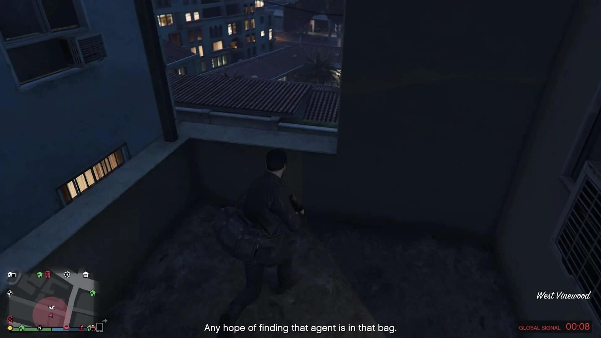 Taking the duffel bag (Intel) back to the facility