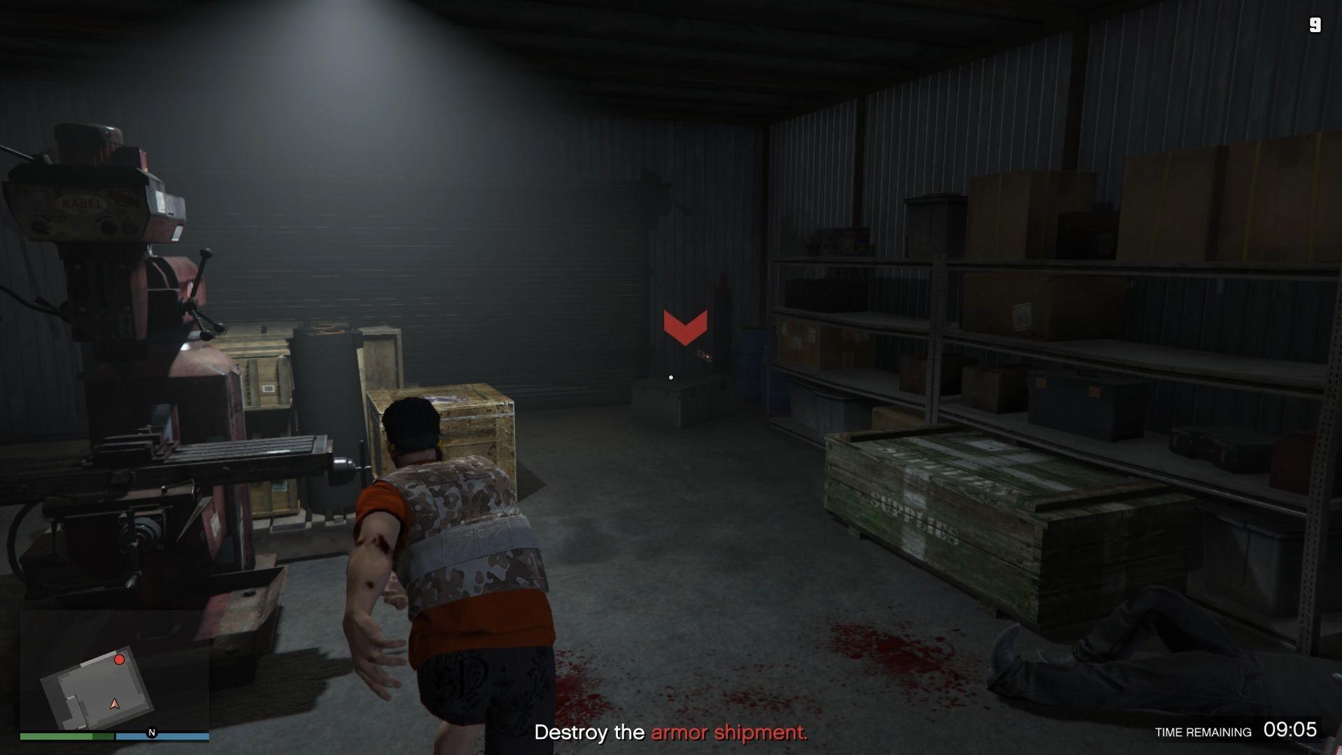 Using a sticky bomb to destroy the first armor shipment.