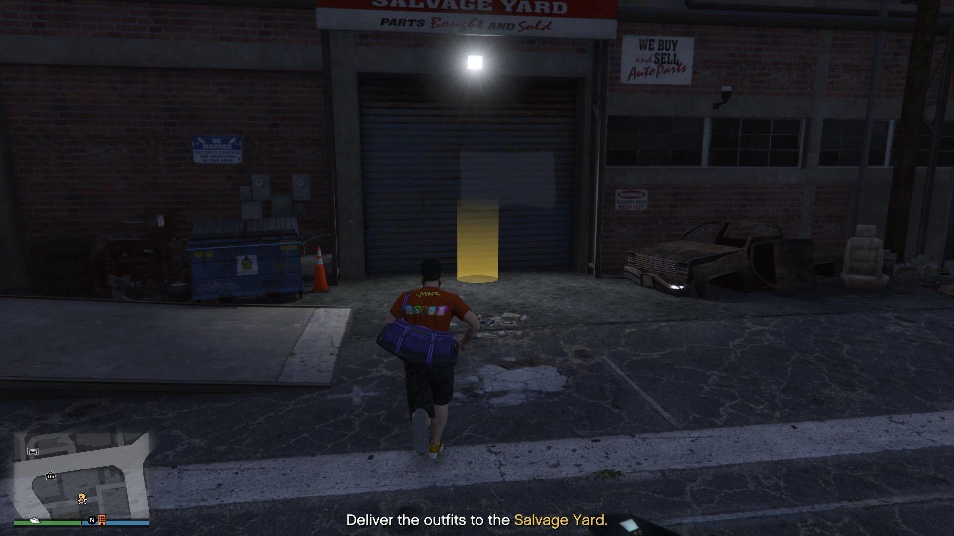 Delivering the outfits to the Salvage Yard.