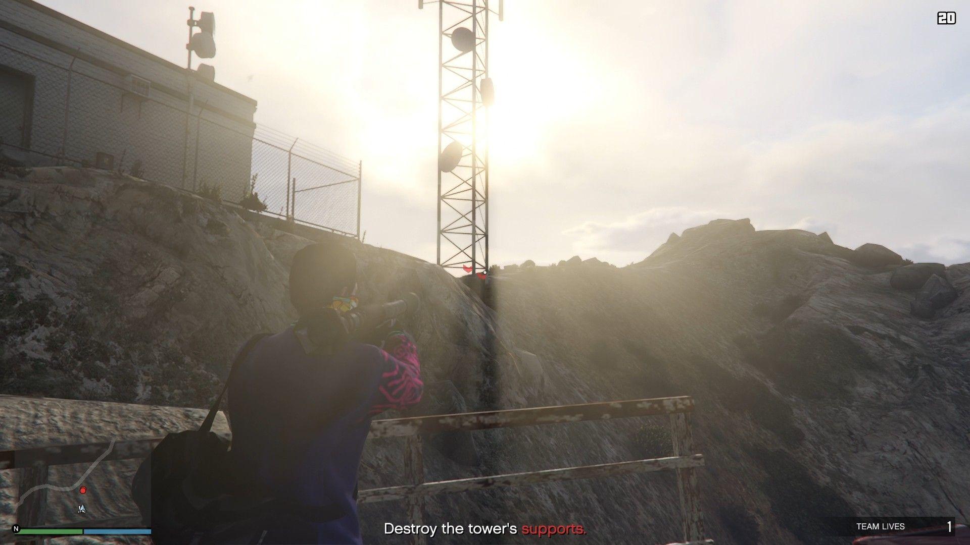 The supports of the transmission tower.