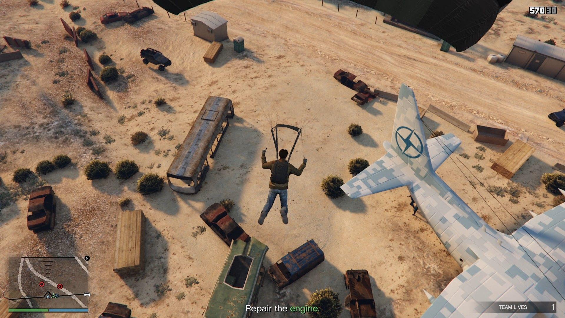 Parachuting down to the Titan.