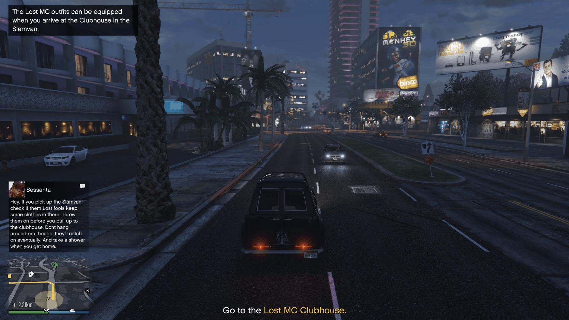 Driving the van to the Lost MC Clubhouse