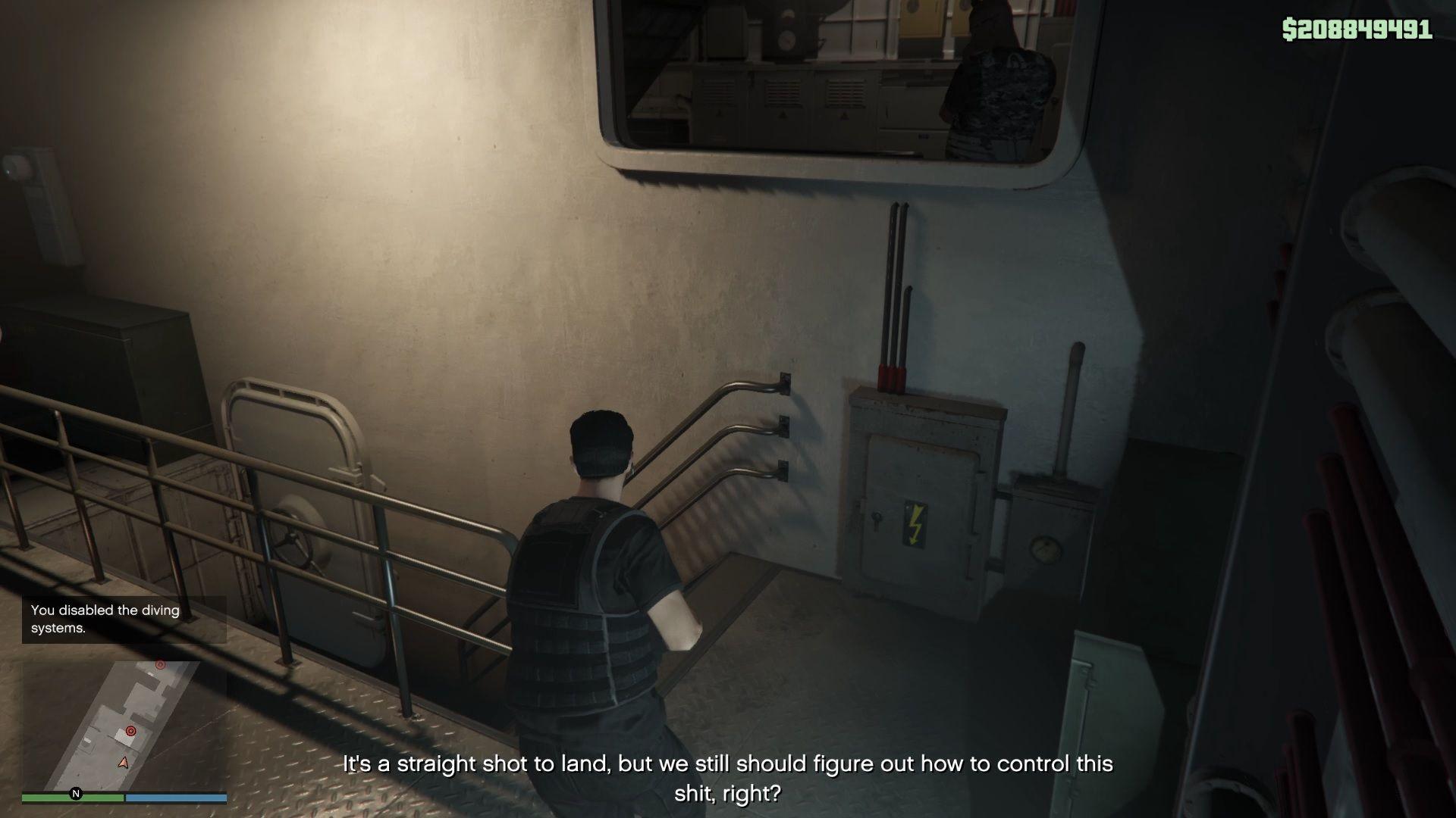 Stairs on the opposite side from where the guards were.