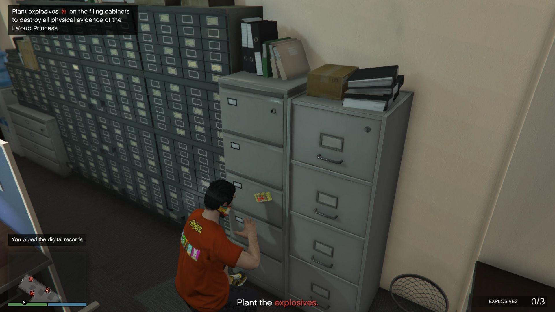 Planting the first explosive.