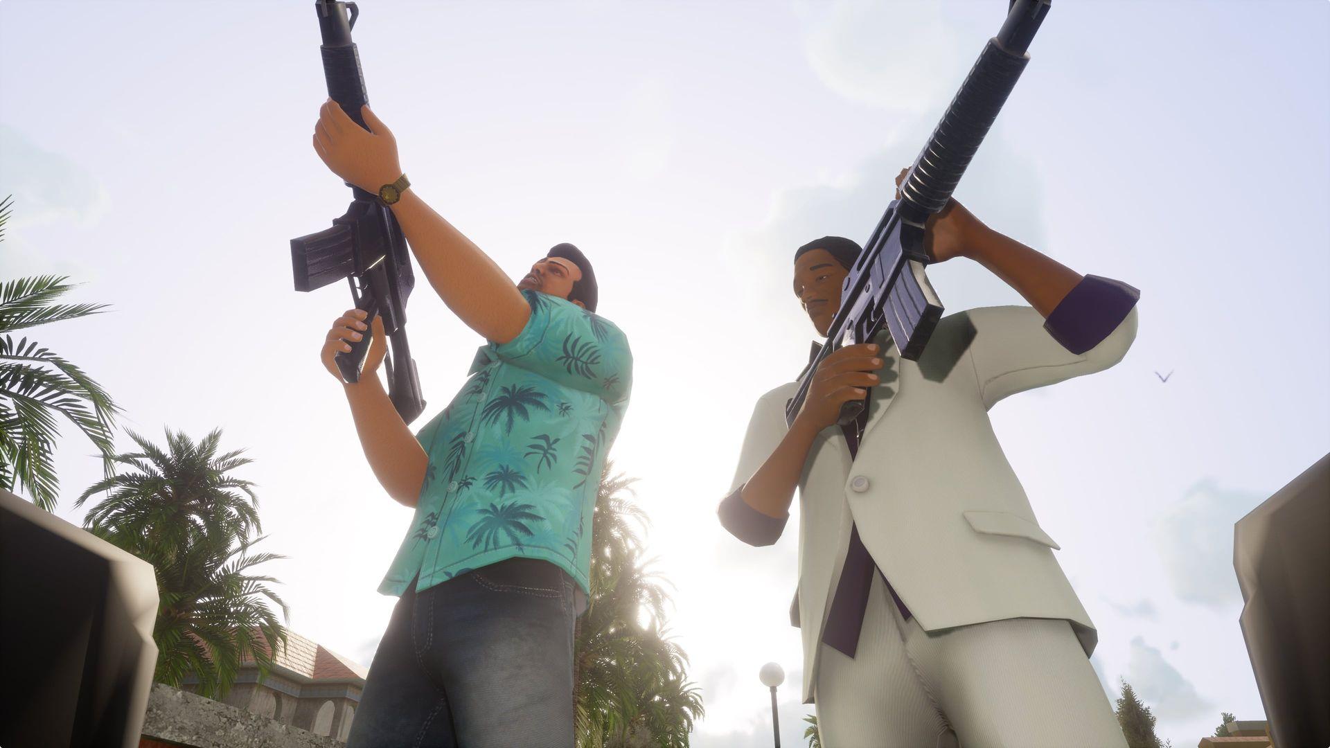 Tommy and Lance in Grand Theft Auto: Vice City Definitive Edition.