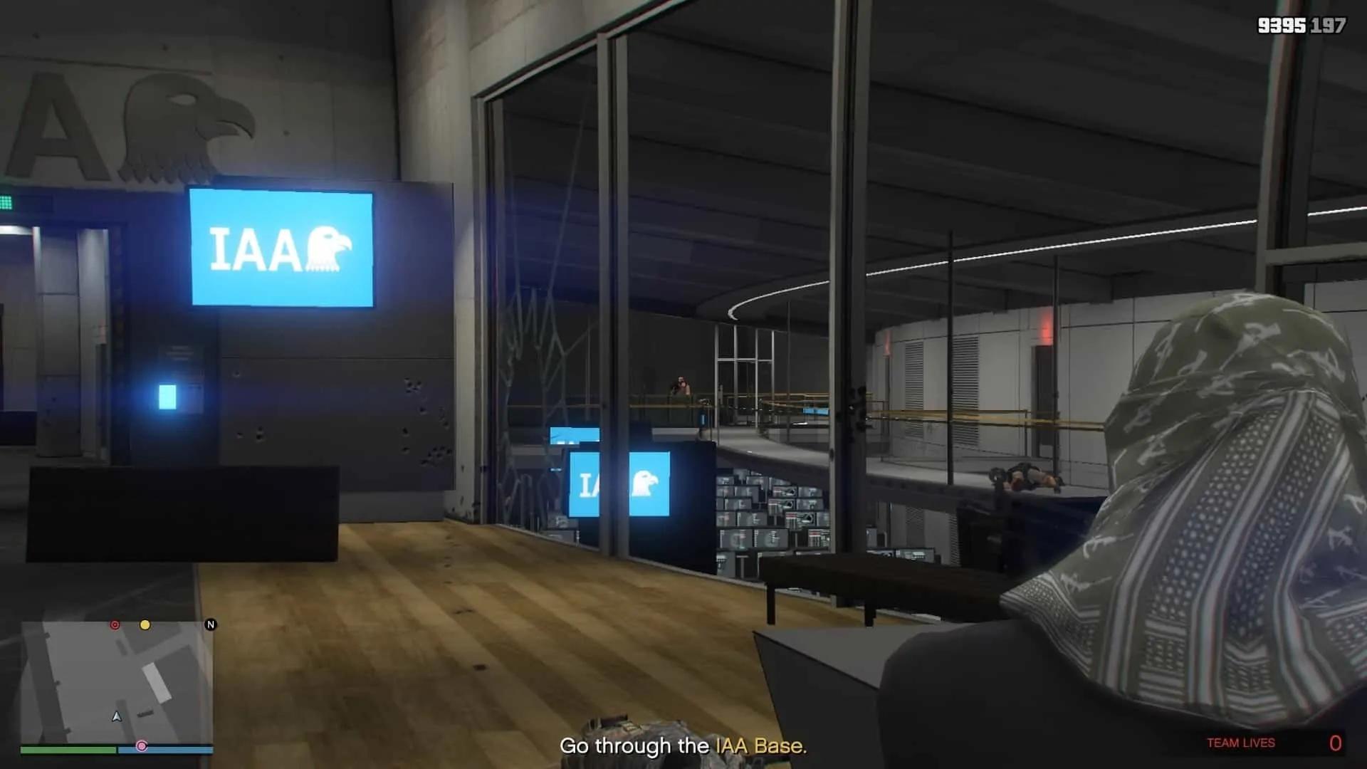 Enemy across the glass window on the platform