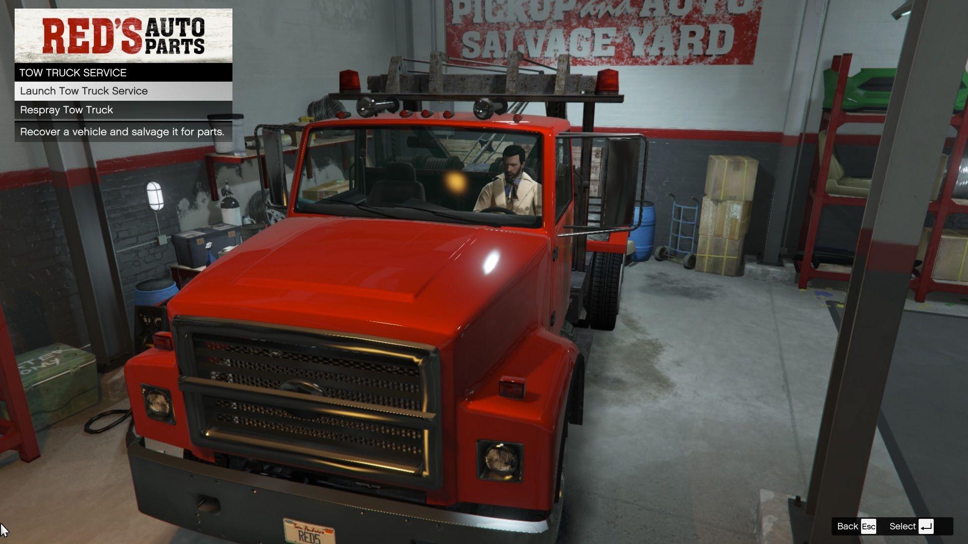 The prompt to launch the tow truck mission.